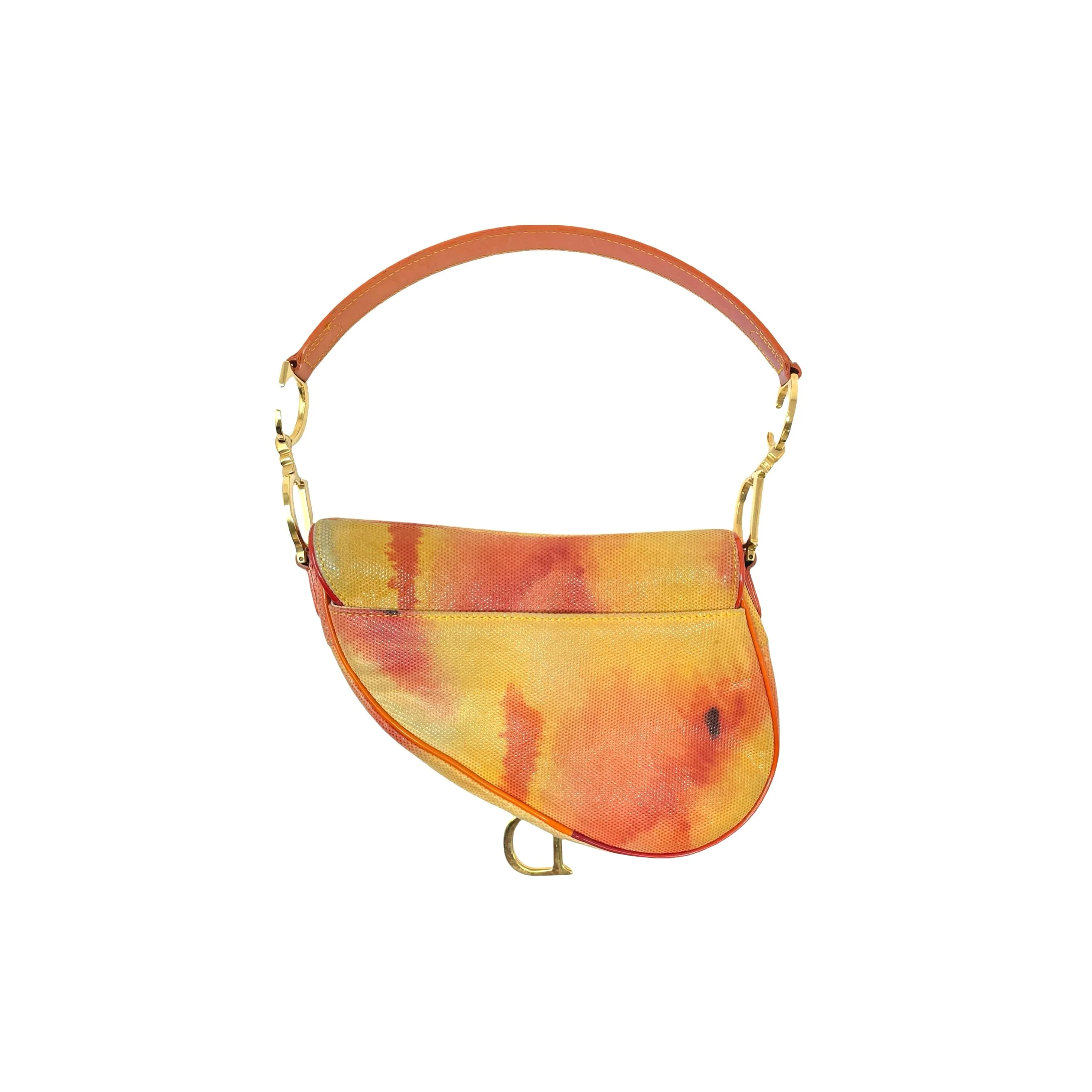Dior Orange Print Mini Saddle Bag - Image 2