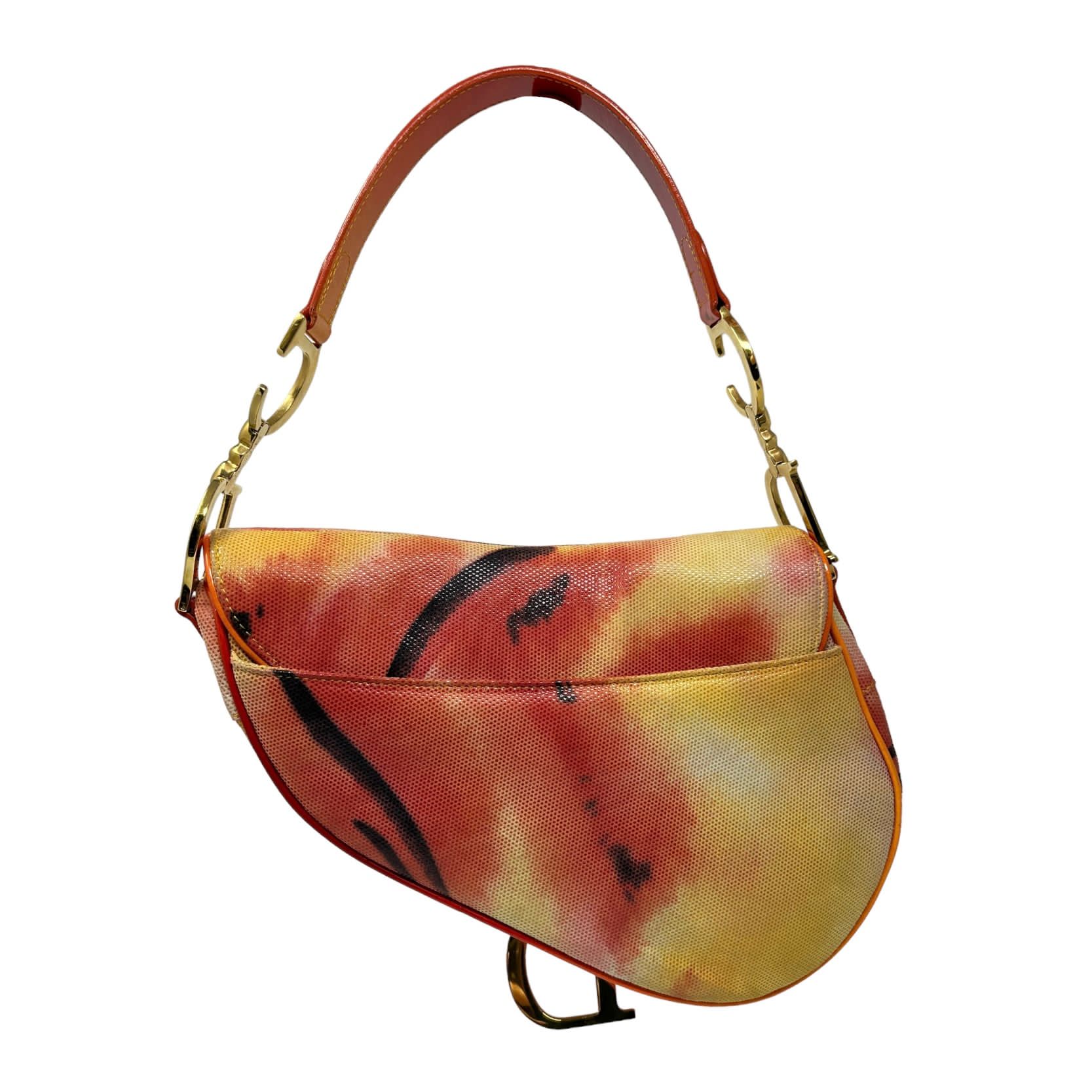 Dior Orange Print Saddle Bag - Image 2