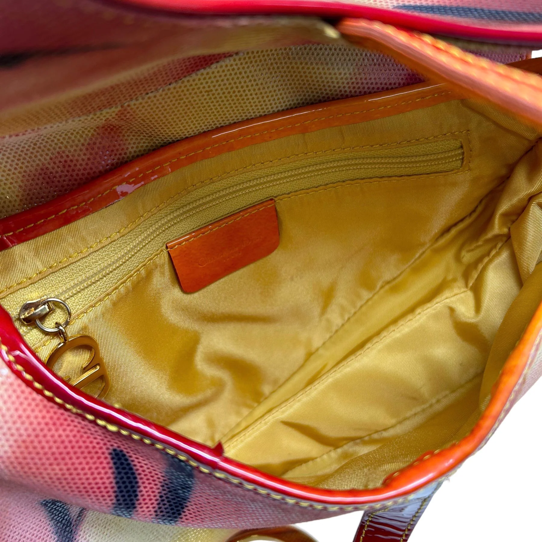Dior Orange Print Saddle Bag - Image 3