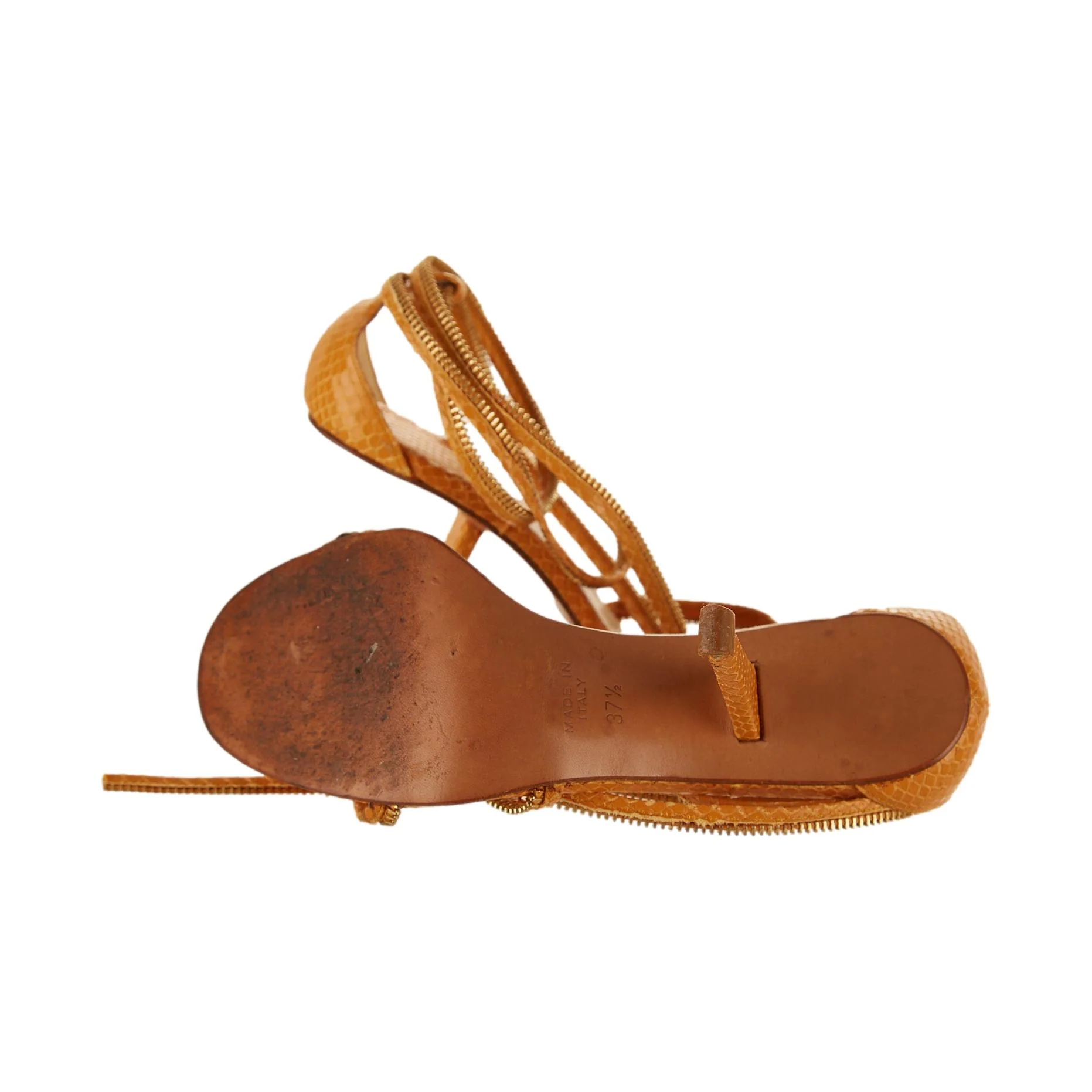 Dior Orange Snakeskin Zipper Heels - Image 3