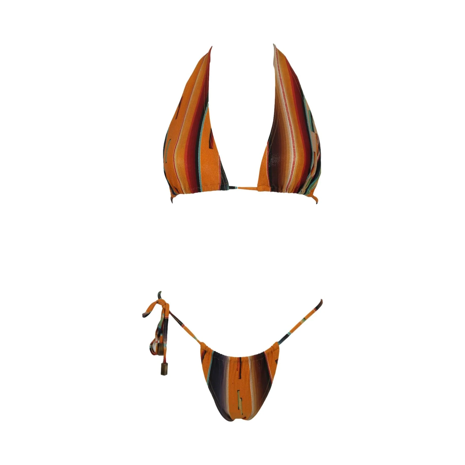 Dior Orange Stripe Print Bikini