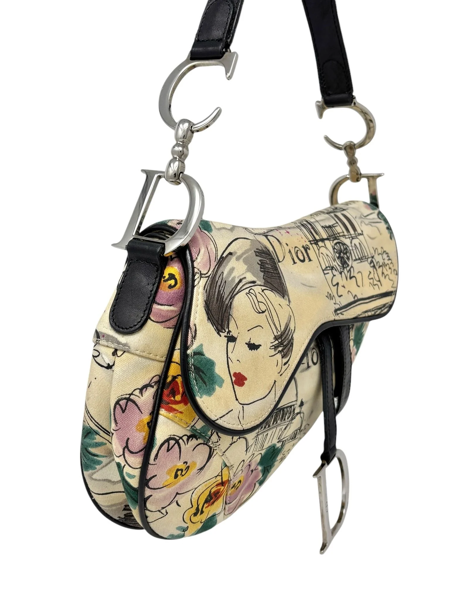 Dior Paris Motif Print Saddle Bag - Image 7