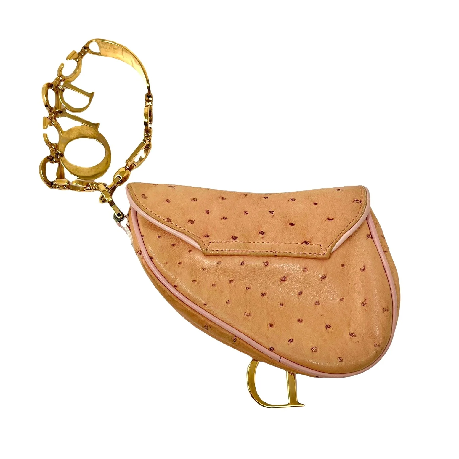 Dior Peach Mini Saddle Wristlet - Image 2