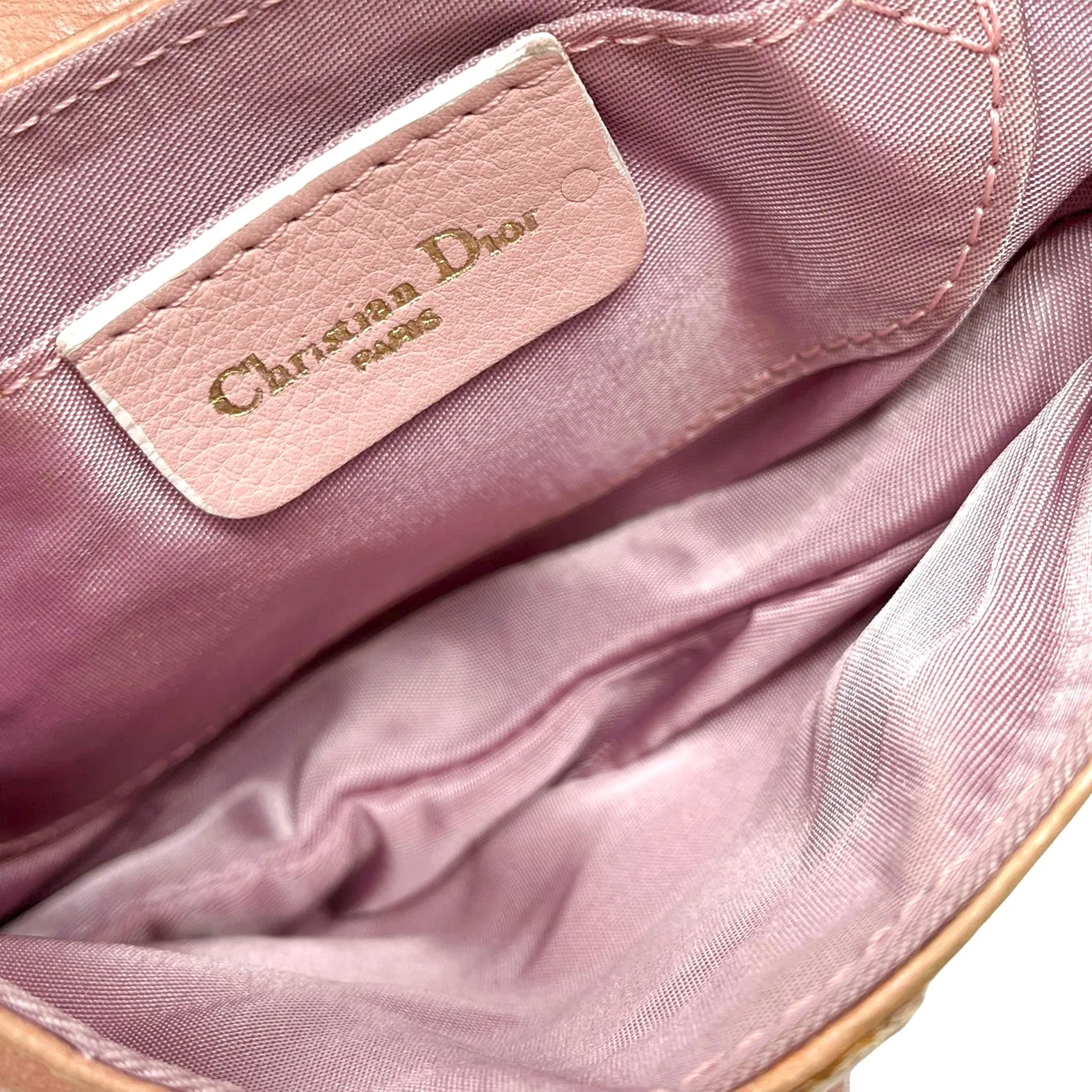 Dior Peach Mini Saddle Wristlet - Image 3