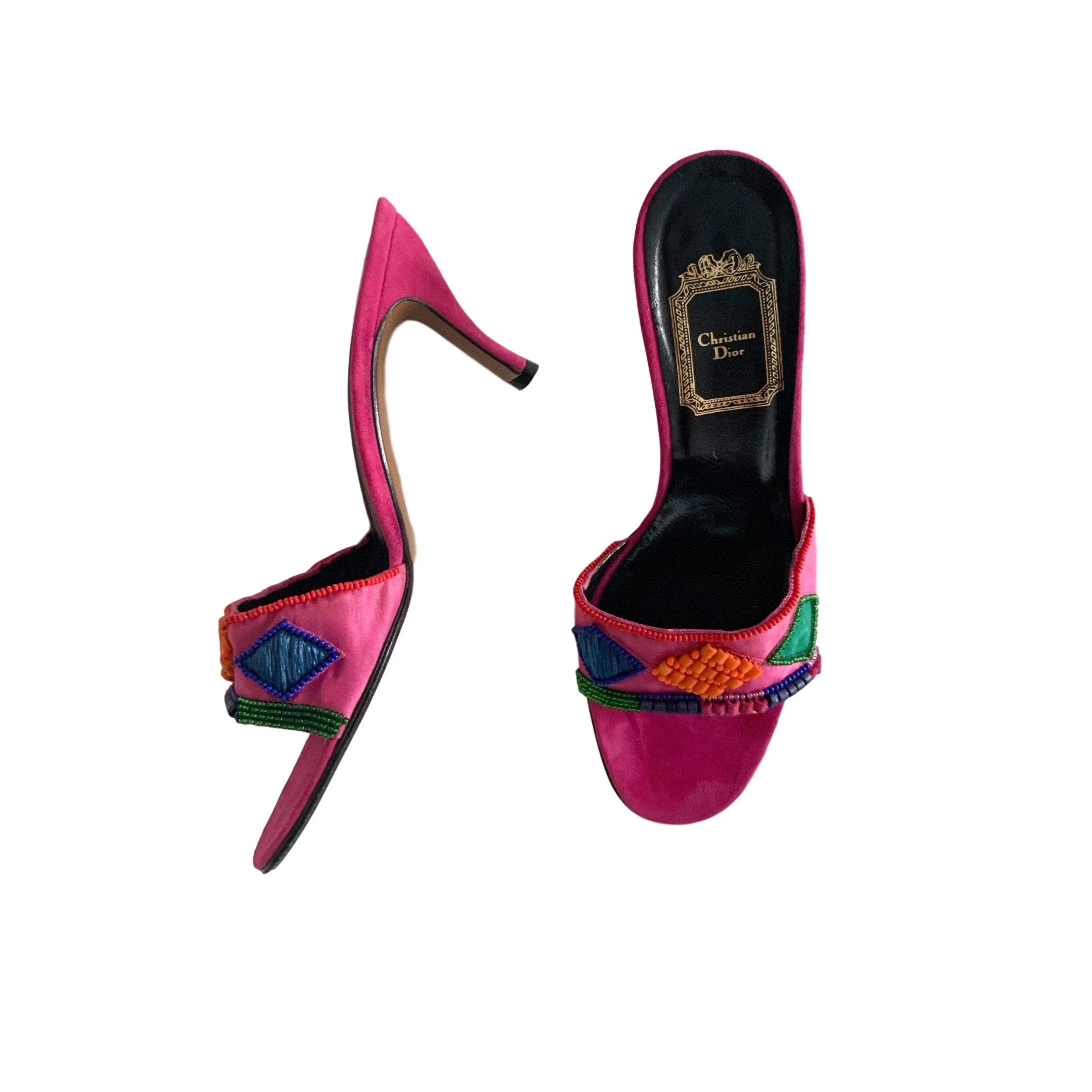 Dior Pink Beaded Kitten Heels - Image 2