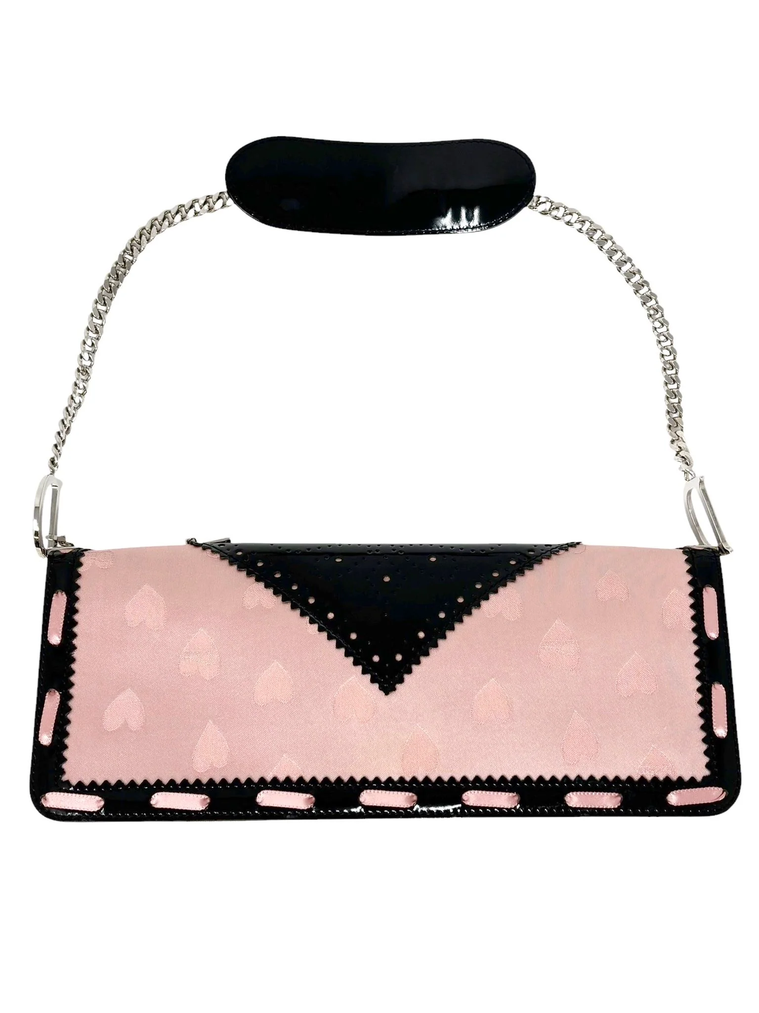Dior Pink + Black Satin Heart Bag - Image 2