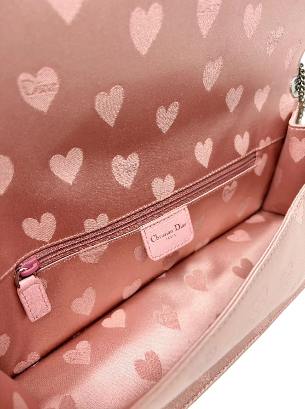 Dior Pink + Black Satin Heart Bag - Image 3