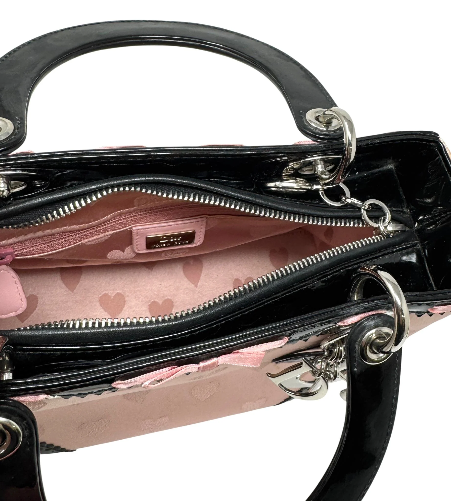 Dior Pink + Black Satin Lady Dior Bag - Image 3