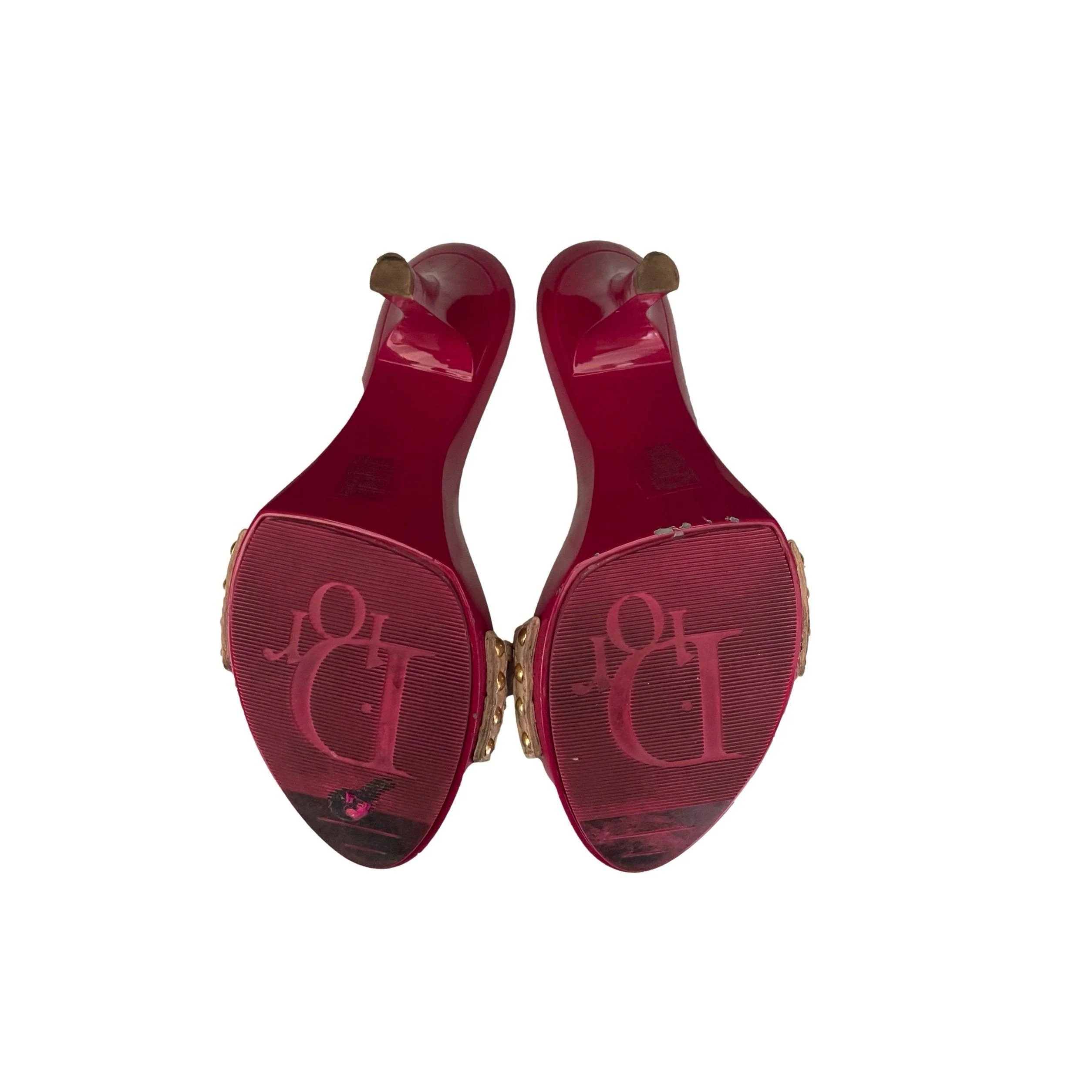 Dior Pink Cheetah Logo Charm Heels - Image 4