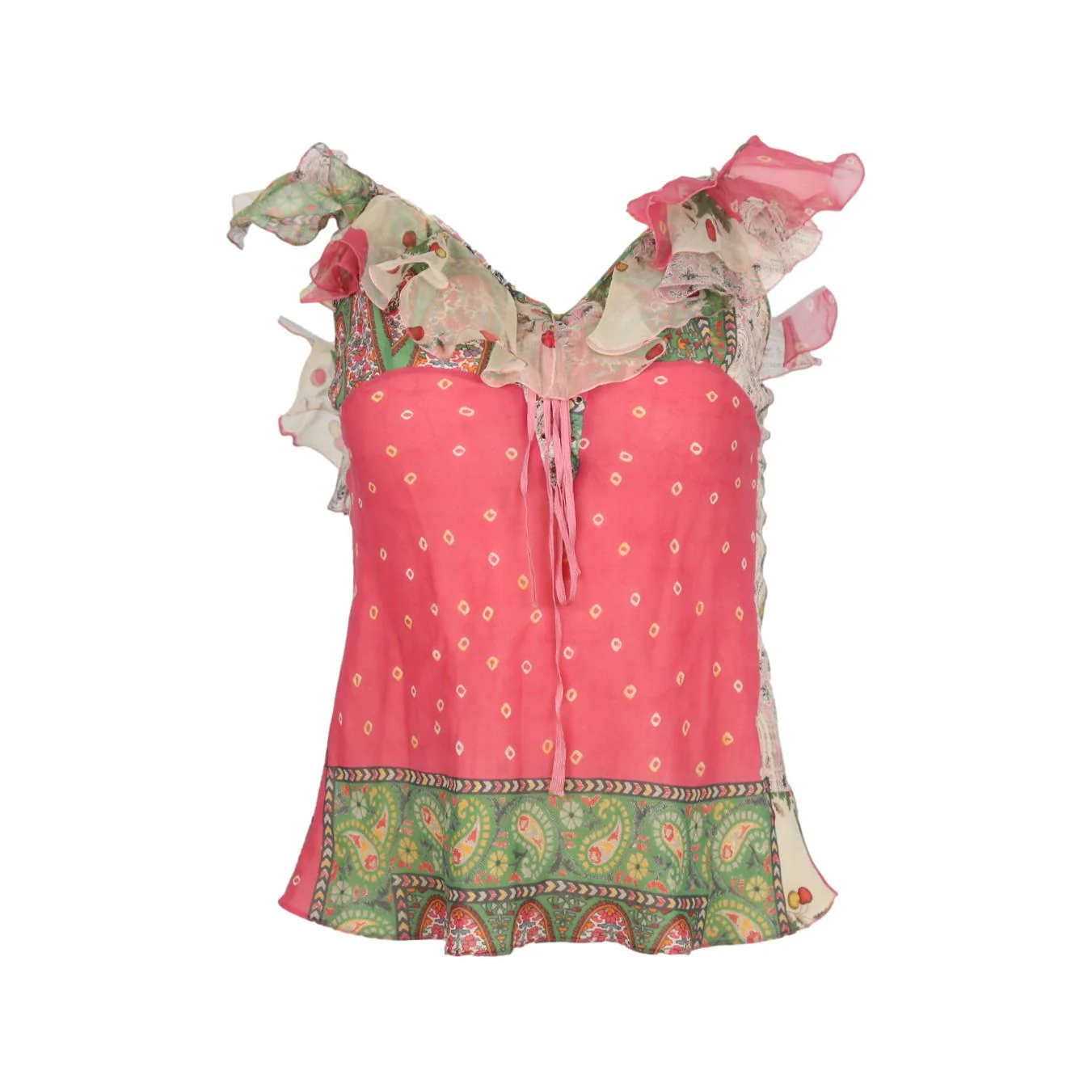 Dior Pink Floral Ruffle Tank
