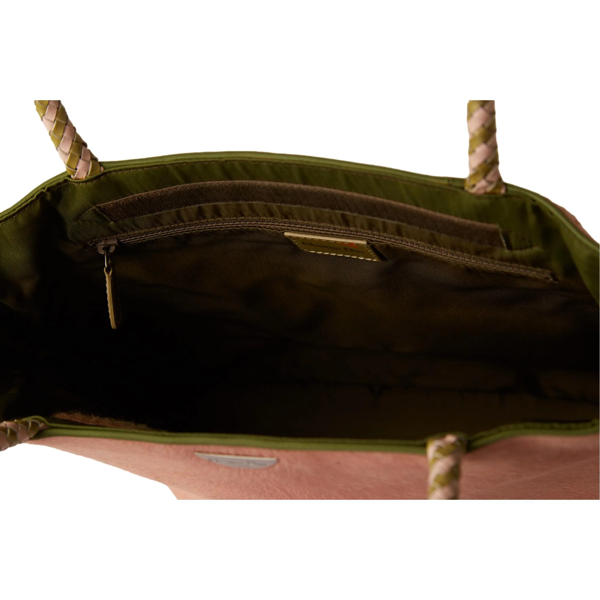 Dior Pink + Green Calf-Hair Handbag - Image 4