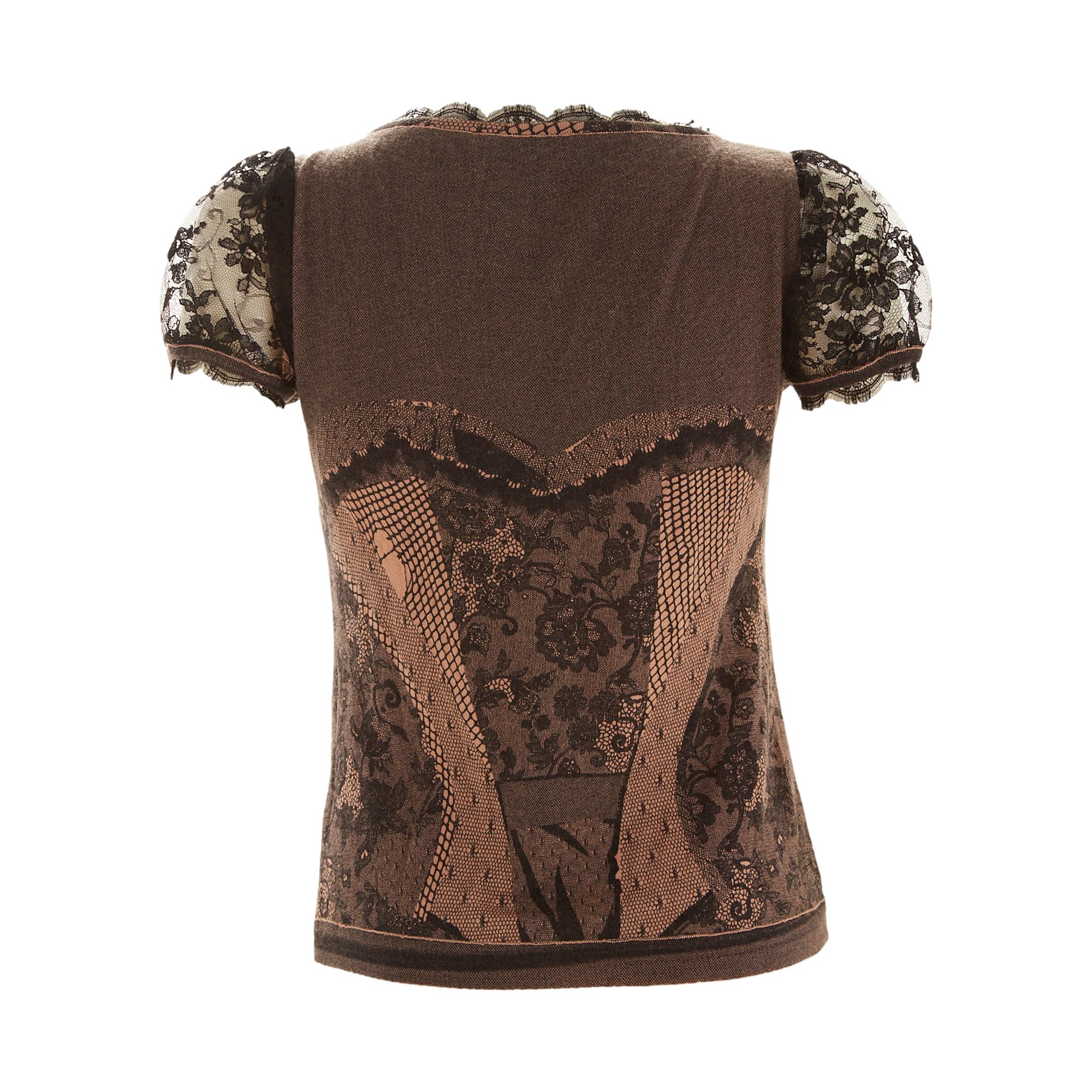 Dior Pink Lace Print Top - Image 2
