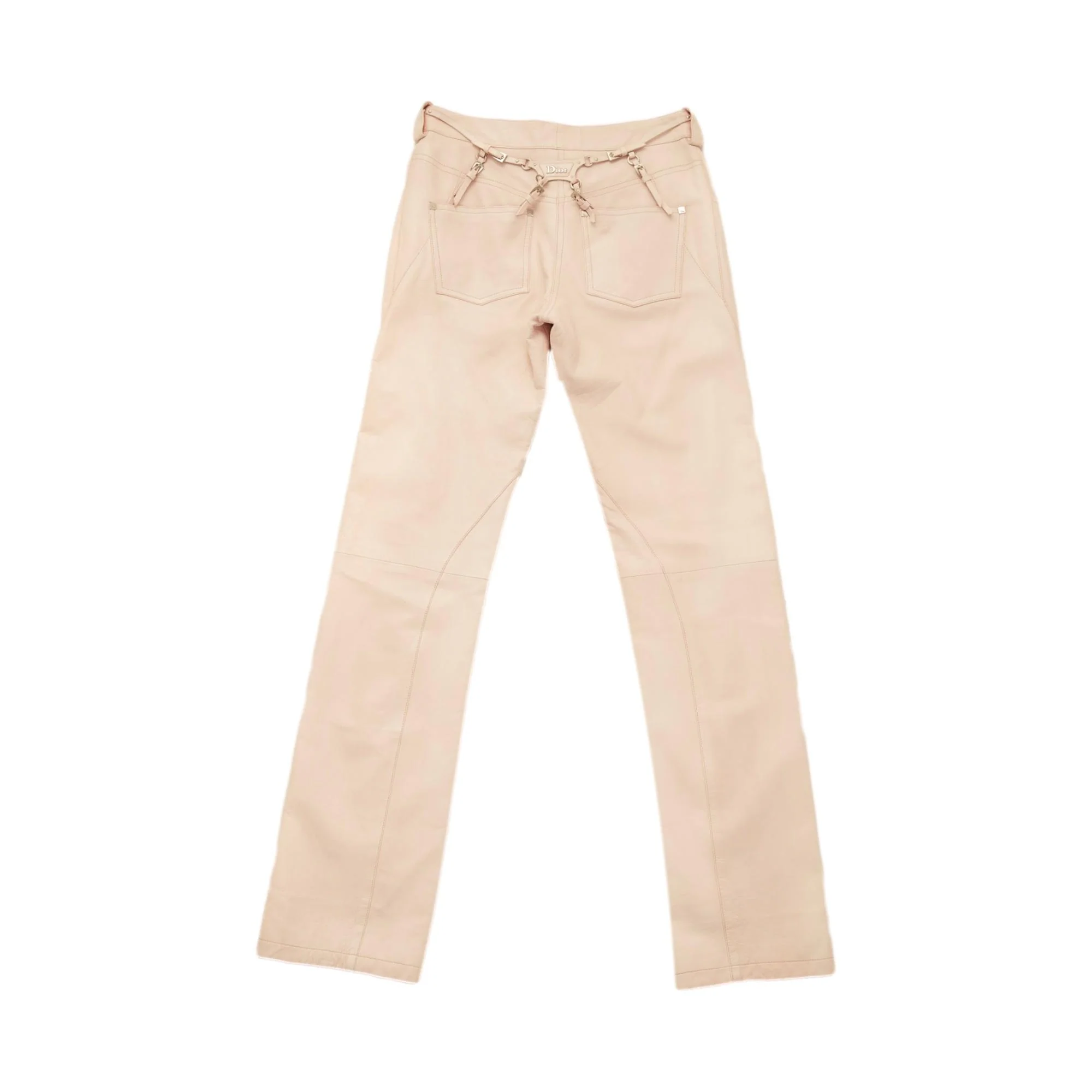 Dior Pink Logo Bondage Leather Pants - Image 2