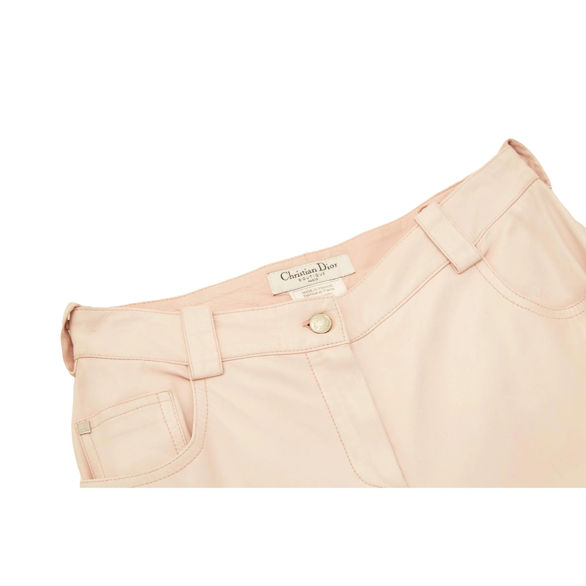 Dior Pink Logo Bondage Leather Pants - Image 4
