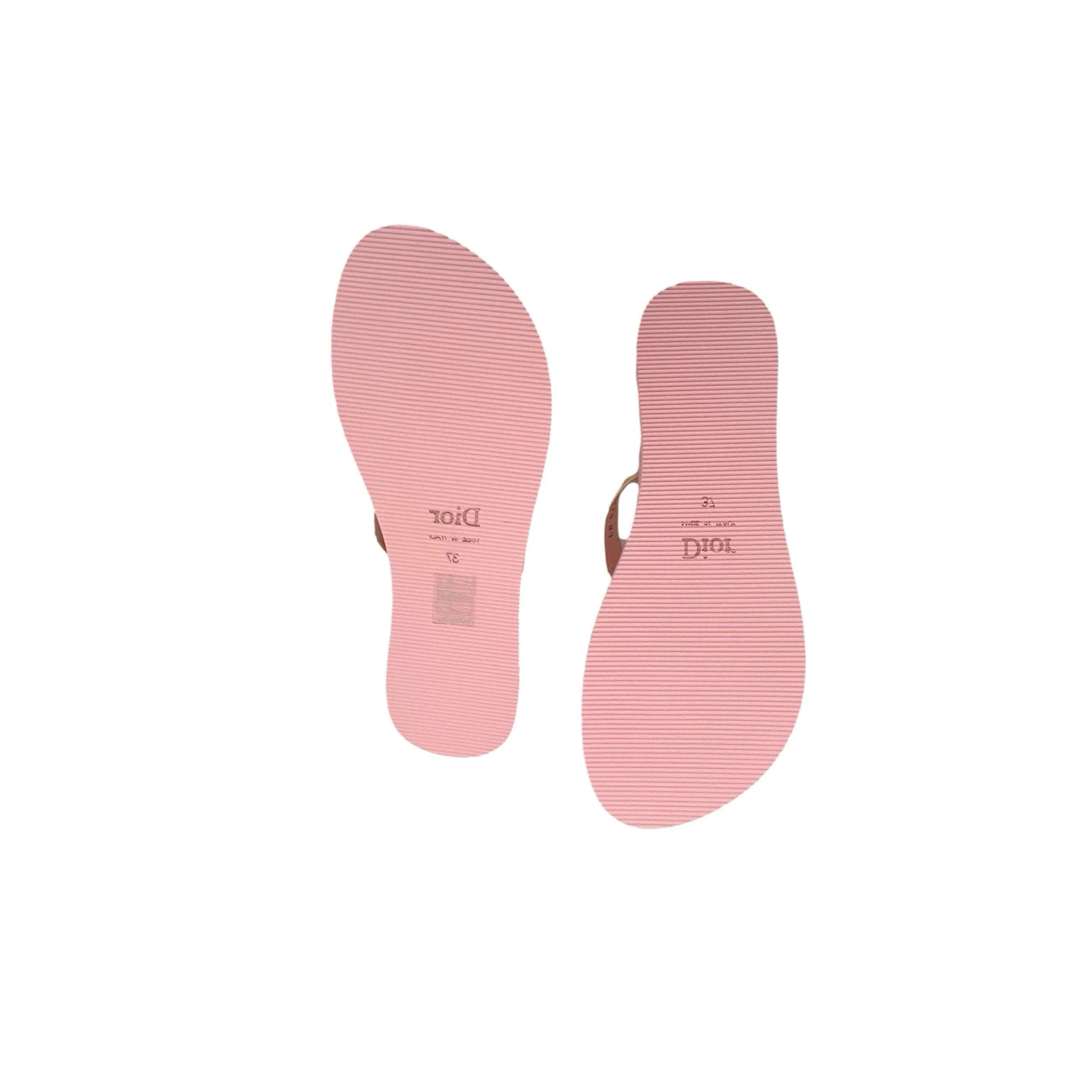 Dior Pink Logo Floral Sandals - Image 2