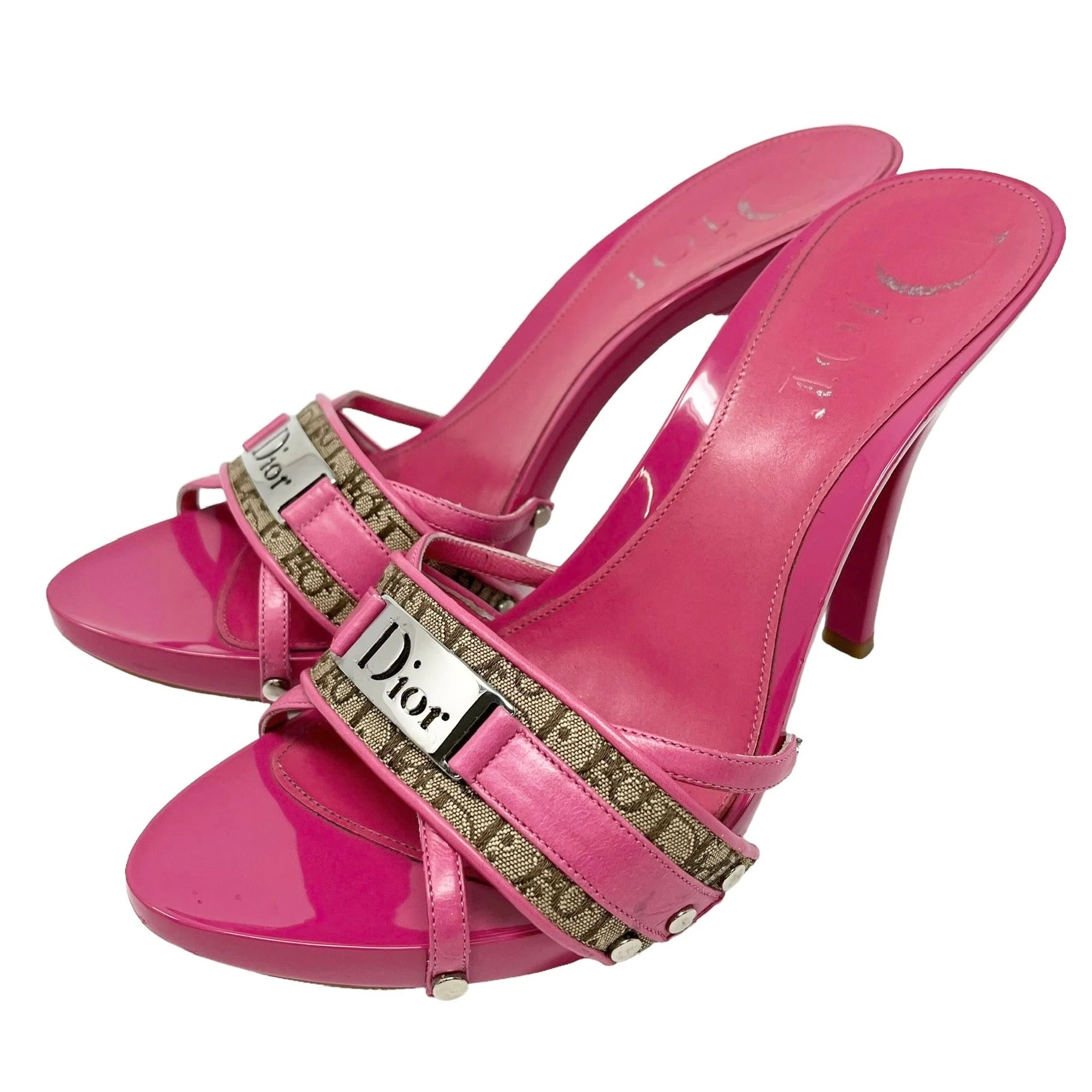Dior Pink Logo Platform Heels - Image 2