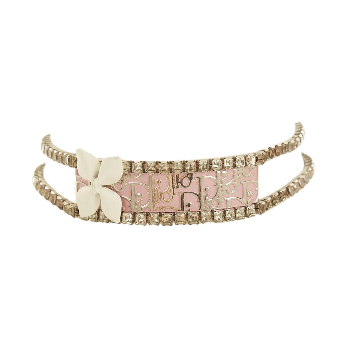Dior Pink Logo Rhinestone Choker