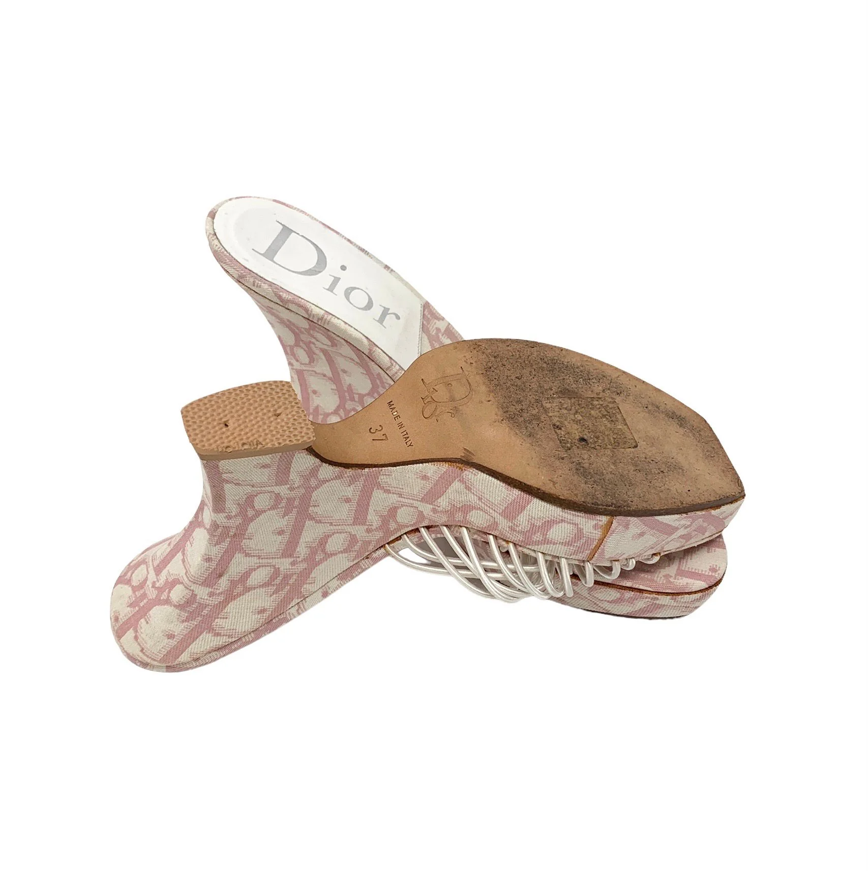 Dior Pink Logo Rhinestone Wedges - Image 4