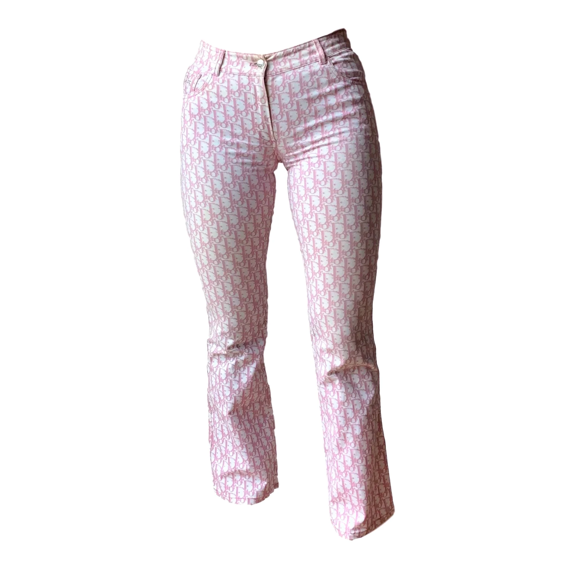 Dior Pink Logo Rhinestones Pants