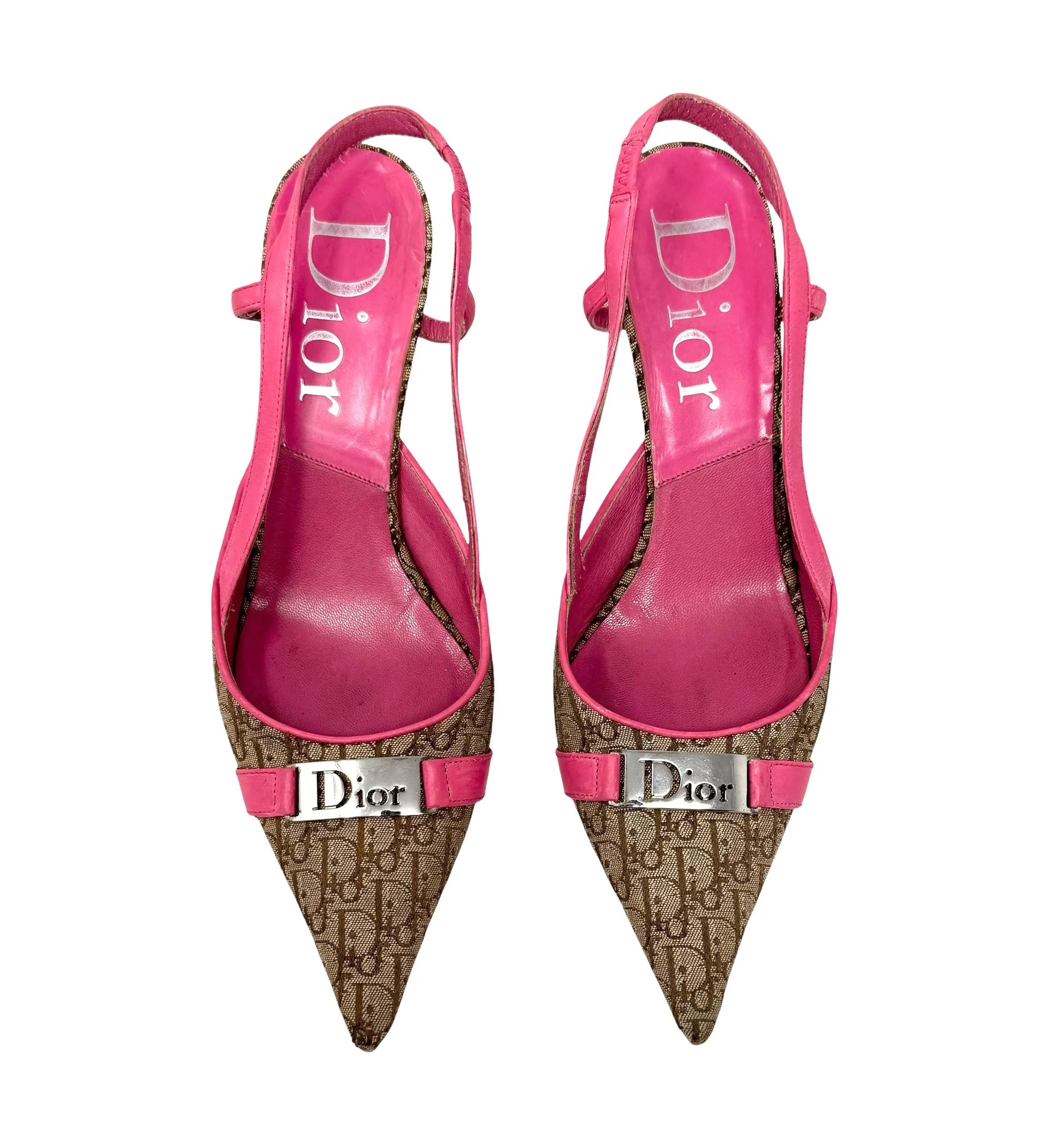Dior Pink Logo Slingback Heels