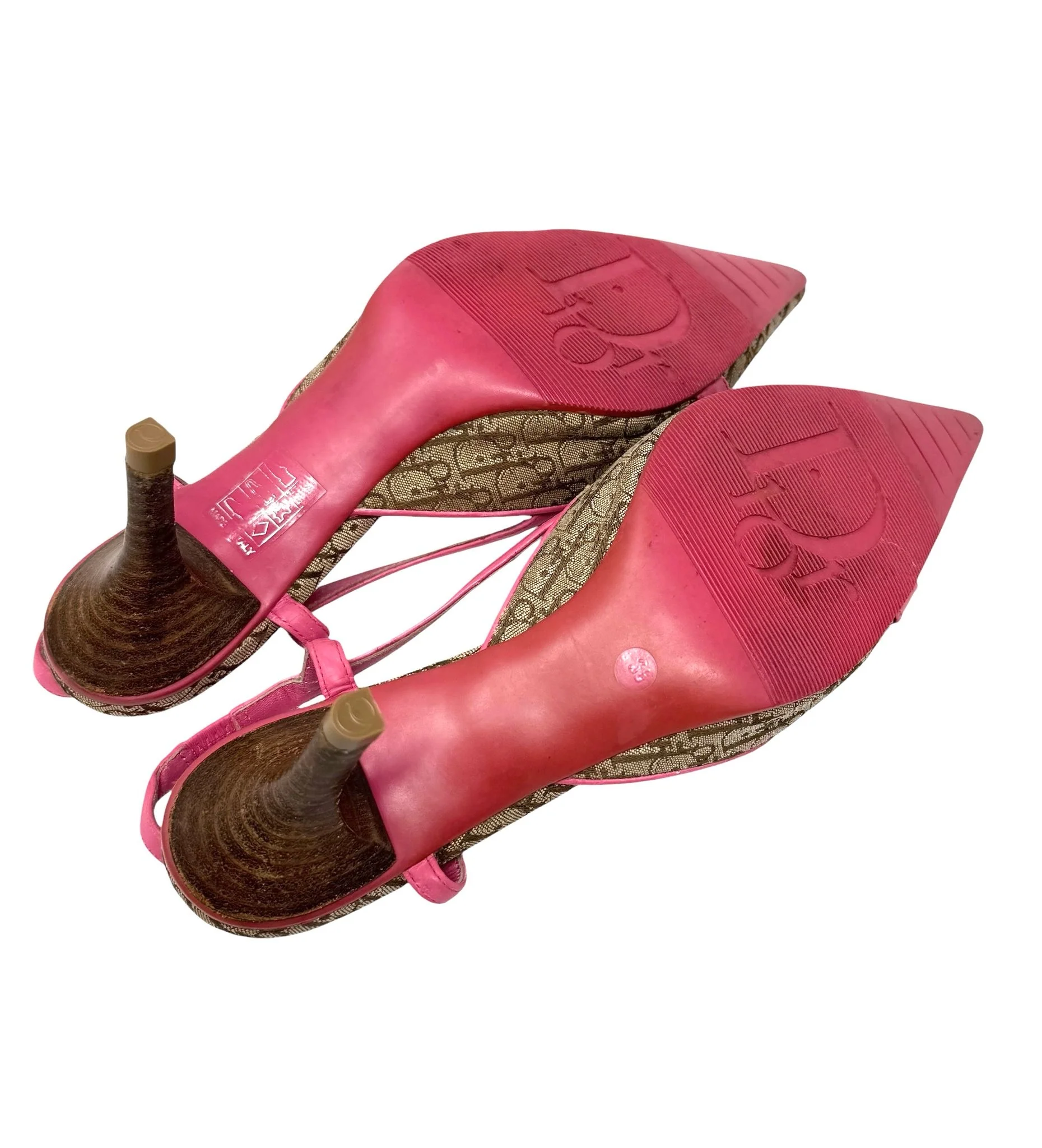 Dior Pink Logo Slingback Heels - Image 4