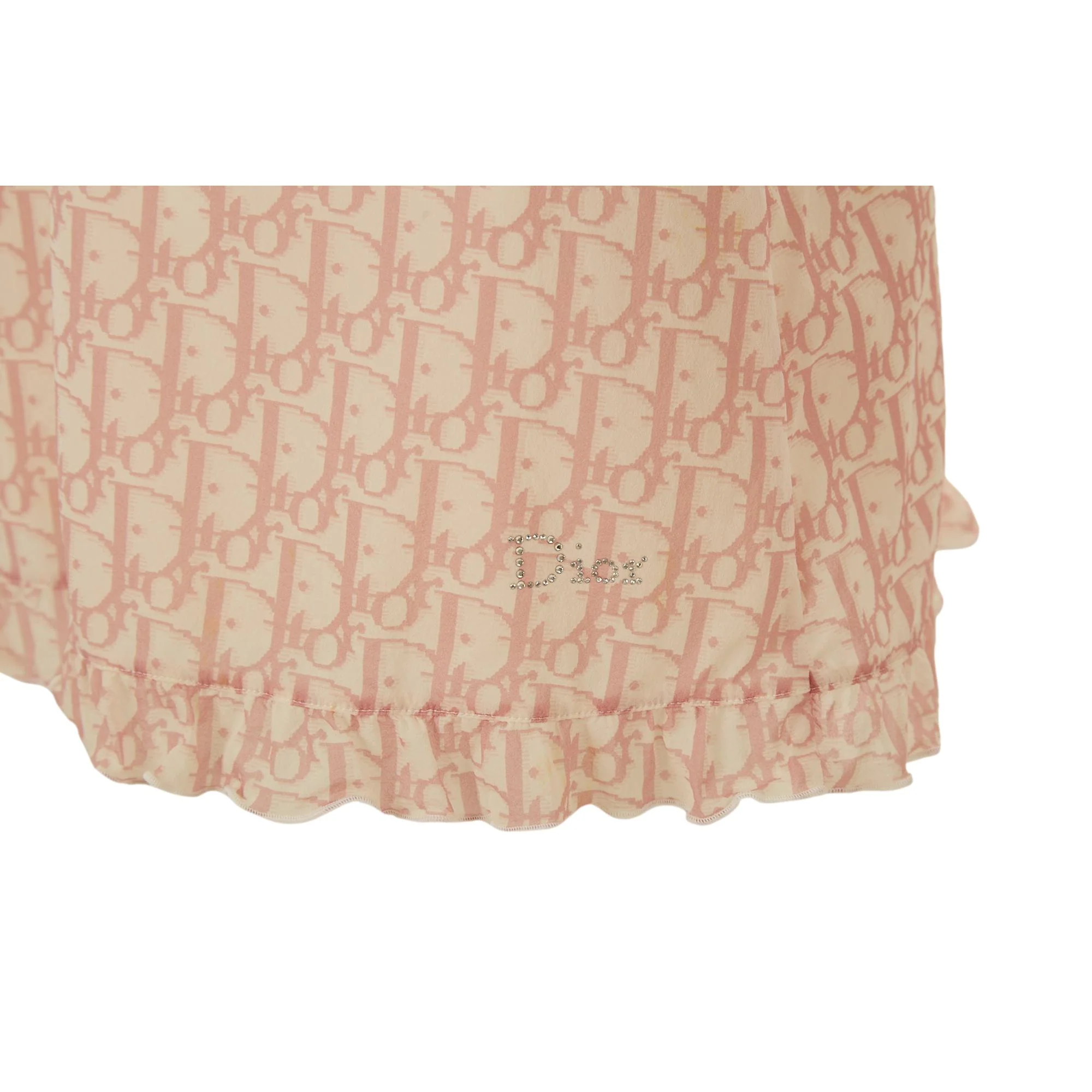 Dior Pink Rhinestone Logo Slip Dress - Image 2