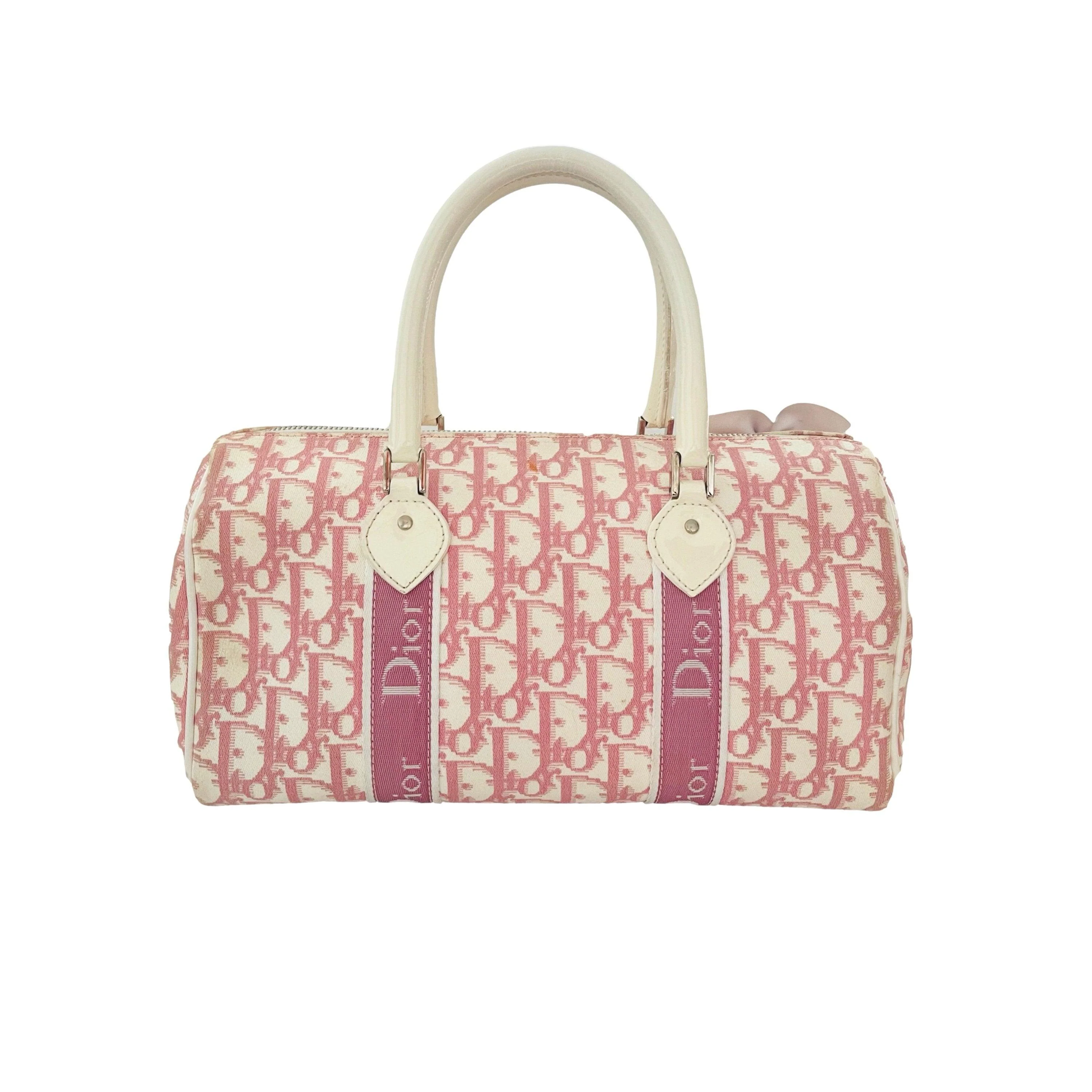 Dior Pink Monogram Rhinestone Boston Bag - Image 2