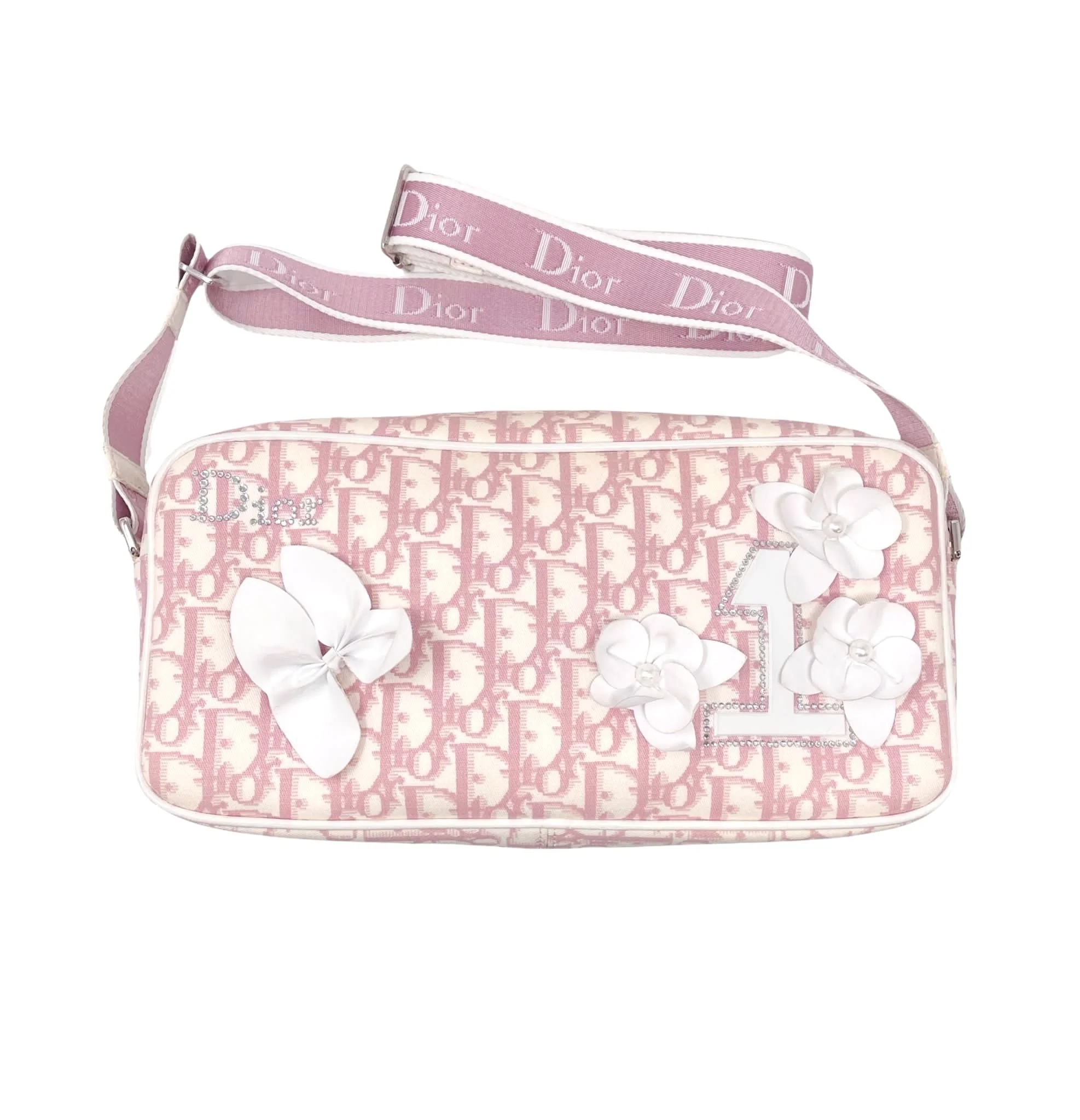 Dior Pink Monogram Rhinestone Crossbody Bag
