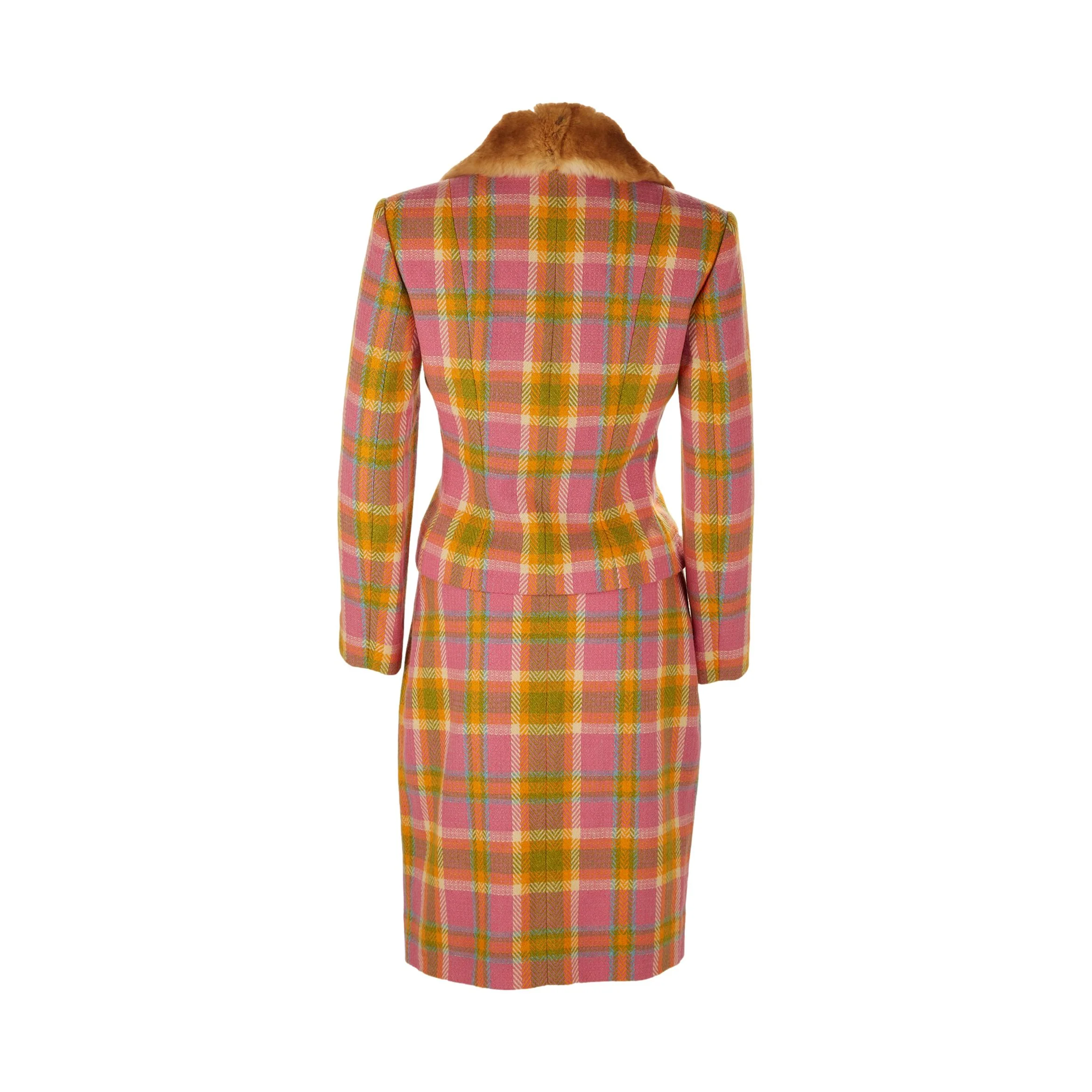 Dior Pink Plaid Skirt Set - Image 3