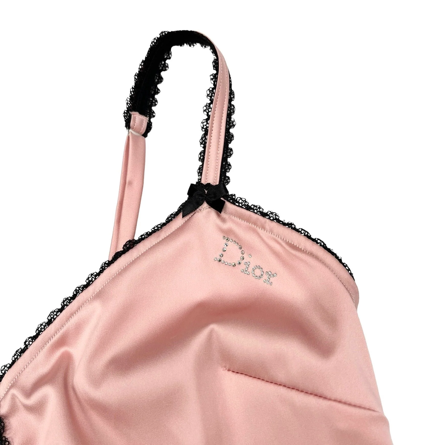 Dior Pink Rhinestone Logo Slip Dress - Image 3