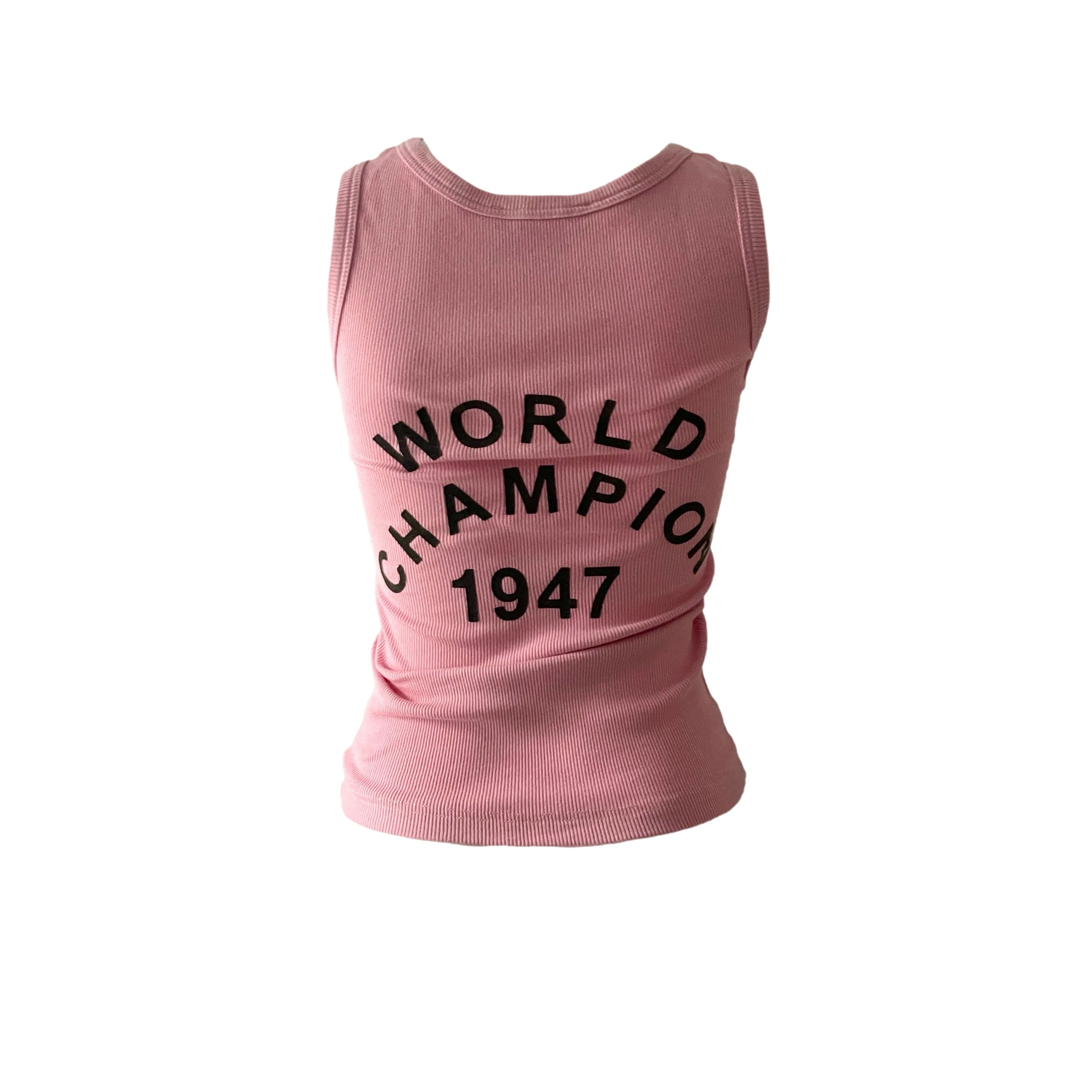 Dior Pink Ribbed Logo Tank Top - Image 2