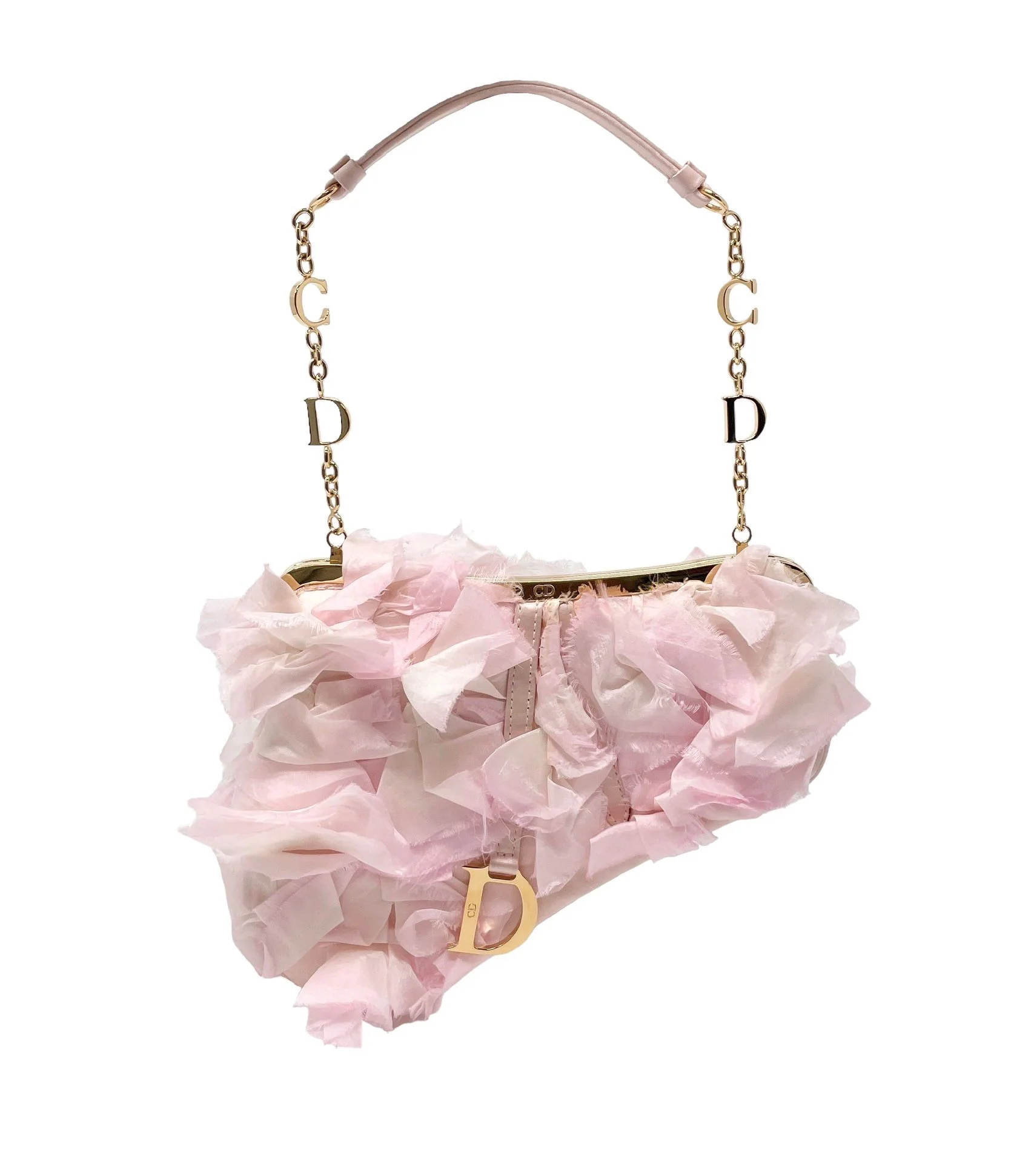 Dior Pink Silk Rose Petal Mini Saddle Bag