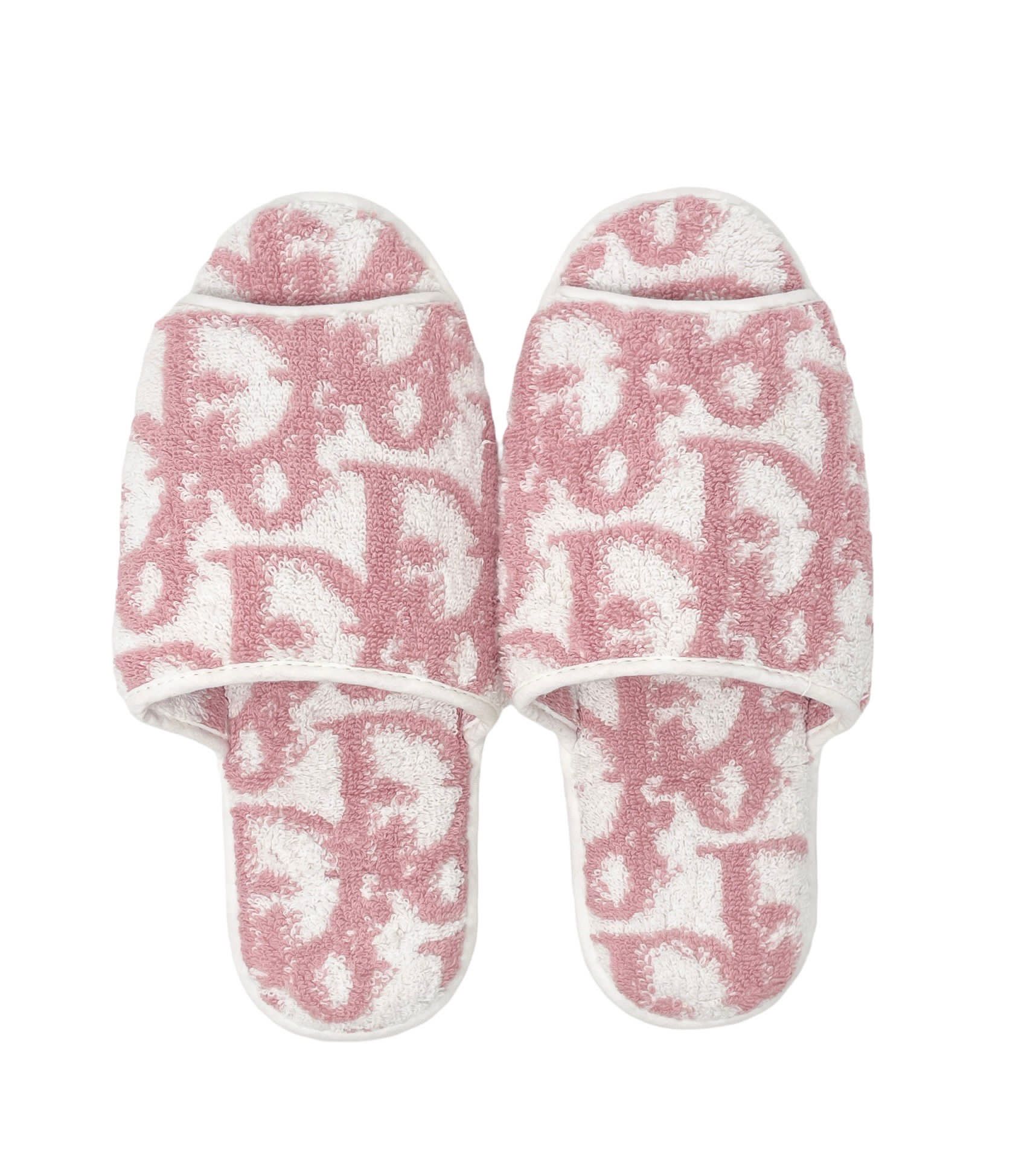 Dior Pink Terry Logo Slippers - Image 2