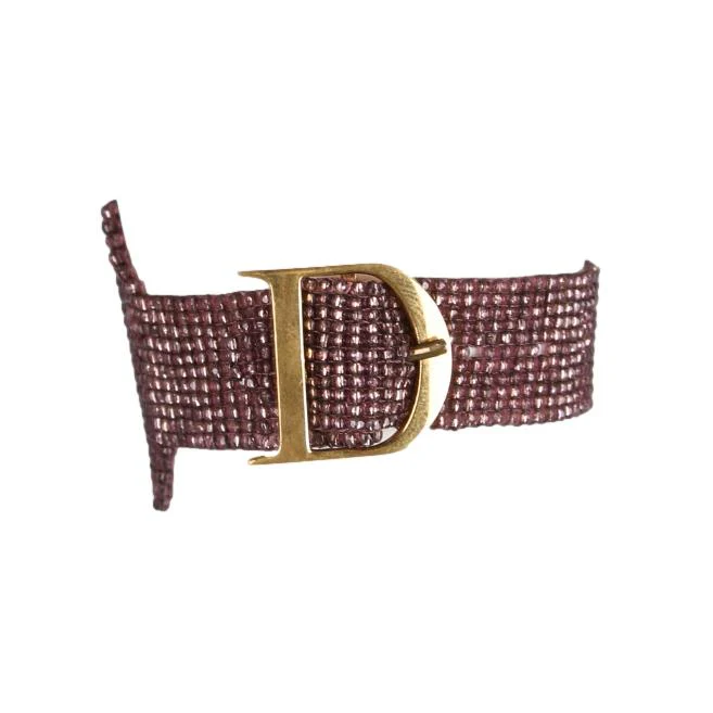 Dior Purple Beaded Logo Bracelet - Image 2