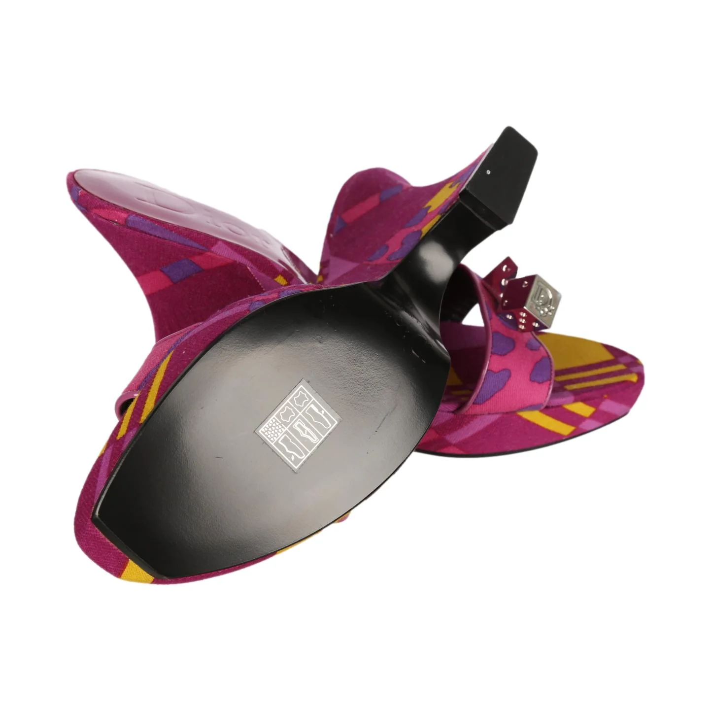 Dior Purple Print Logo Dice Heels - Image 3