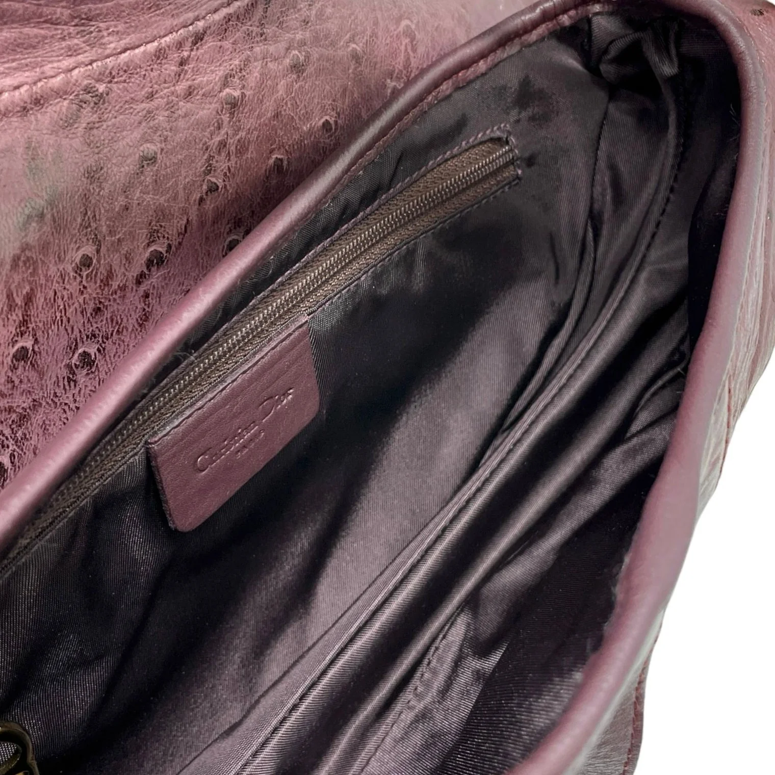 Dior Purple Ostrich Saddle Bag - Image 3