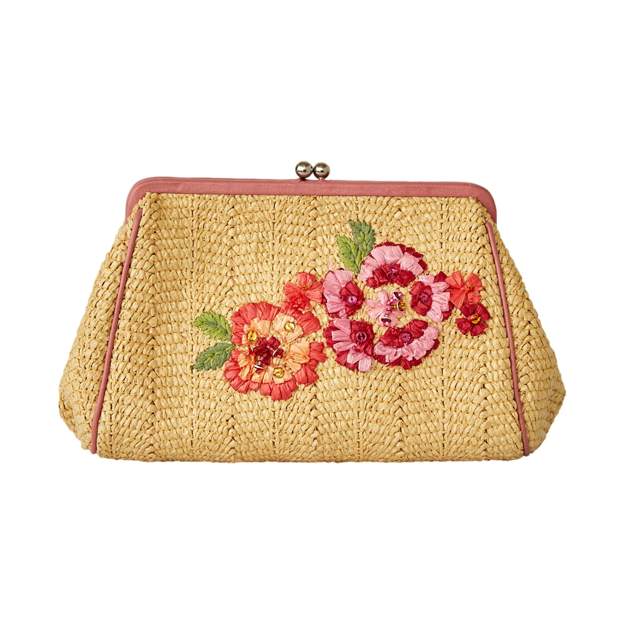 Dior Rafia Floral Beaded Clutch