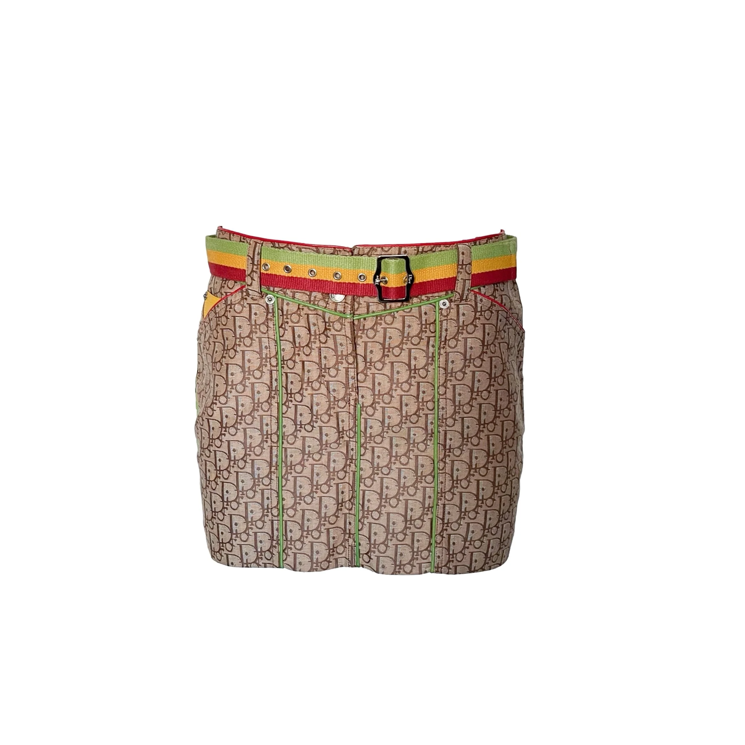Dior Rasta Logo Belted Skirt