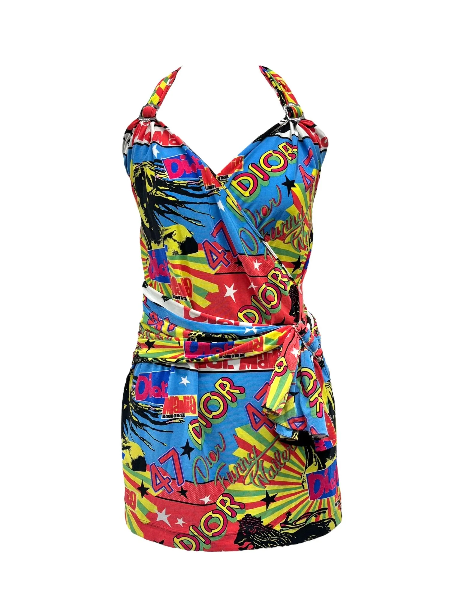 Dior Rasta Graphic Print Mini Halter Dress