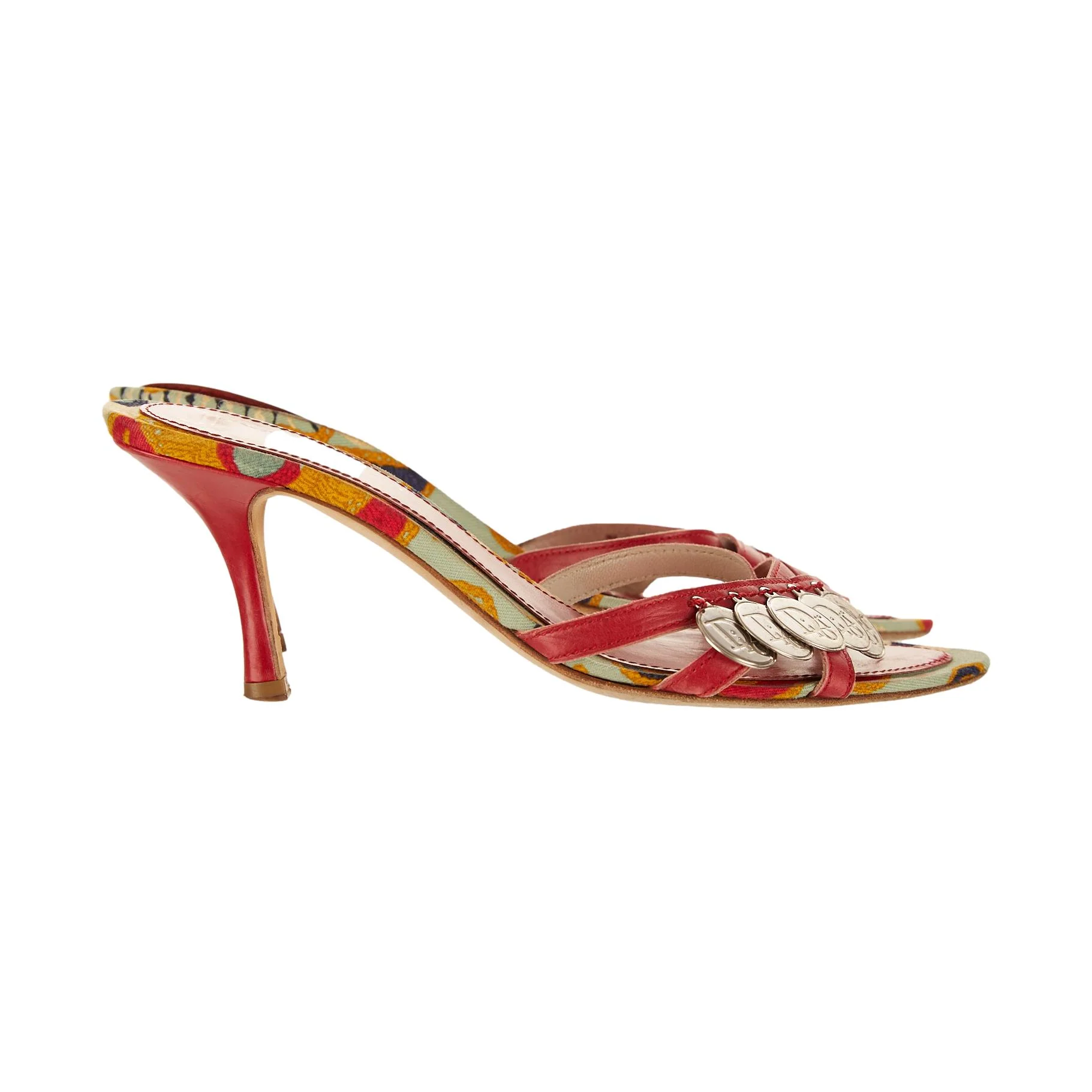 Dior Red Logo Coin Kitten Heels - Image 2