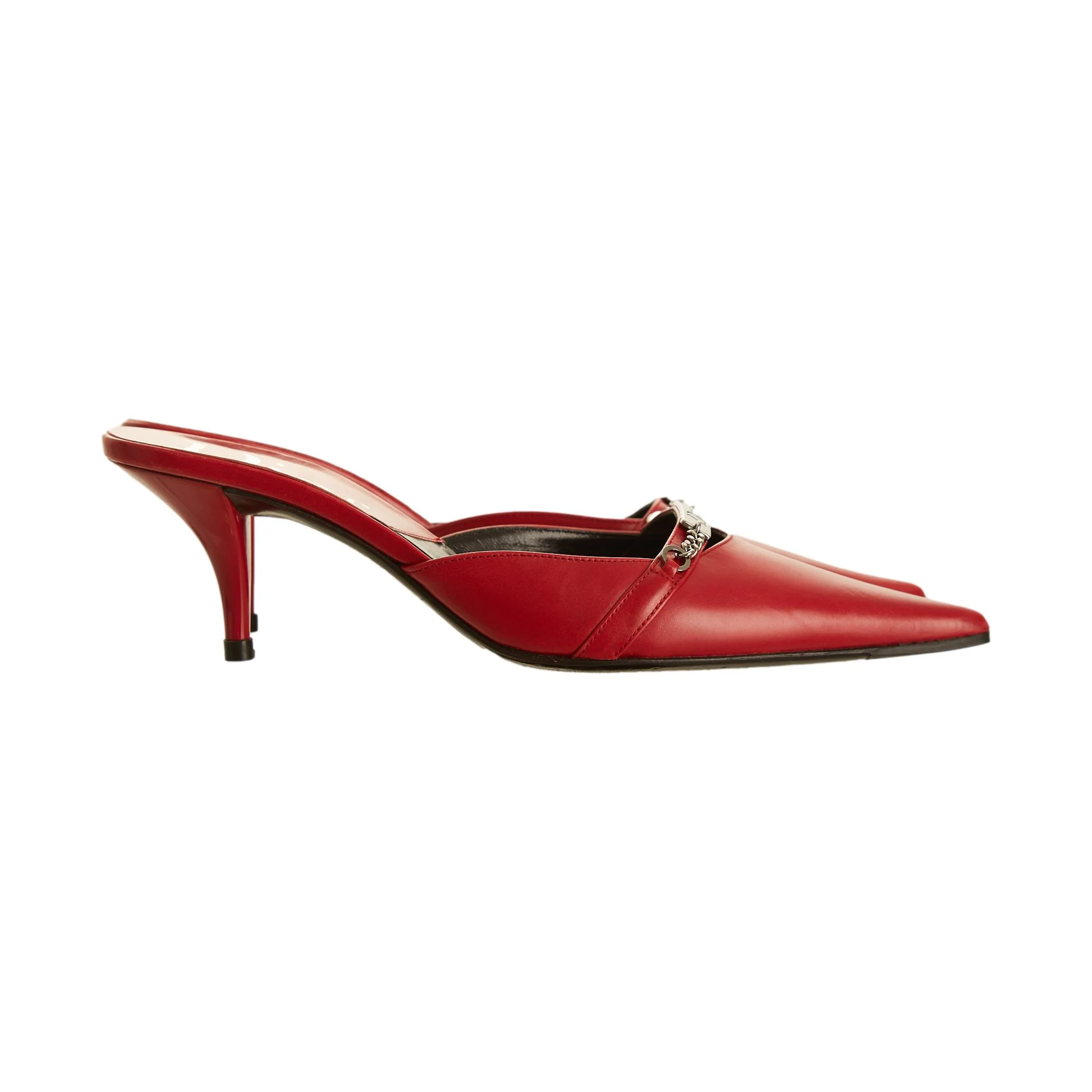 Dior Red Logo Plaque Kitten Heels - Image 2