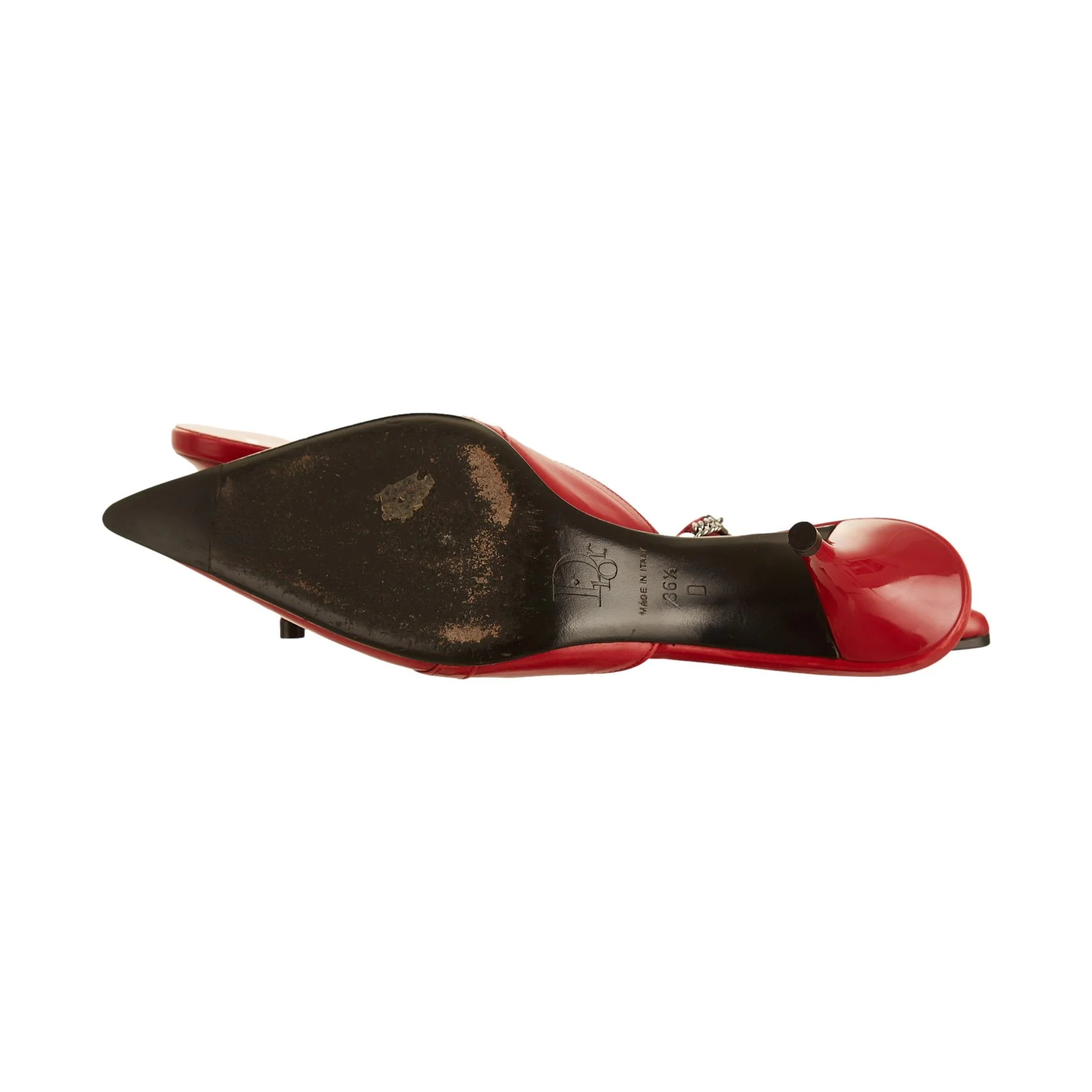 Dior Red Logo Plaque Kitten Heels - Image 3