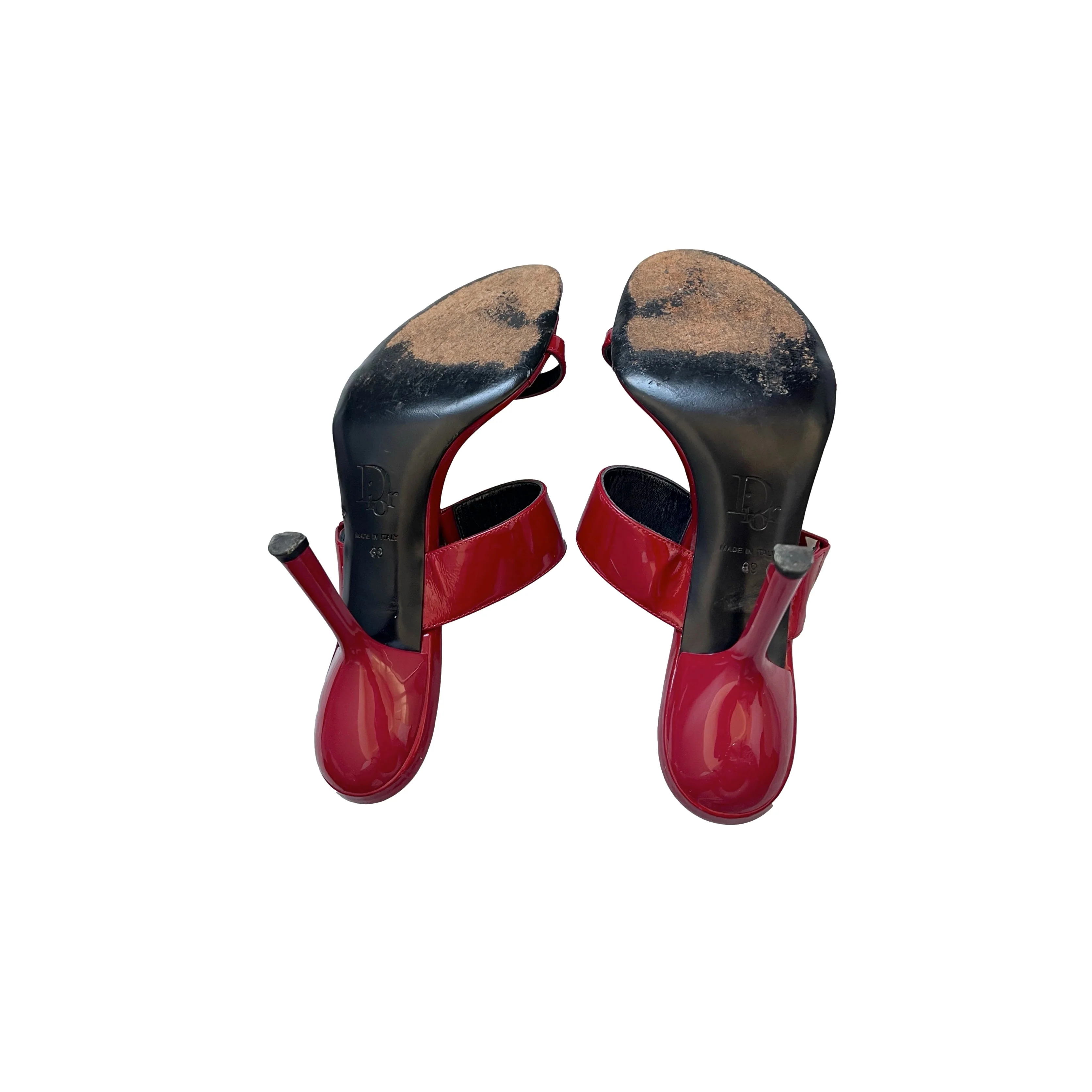 Dior Red Patent Strap Heels - Image 3