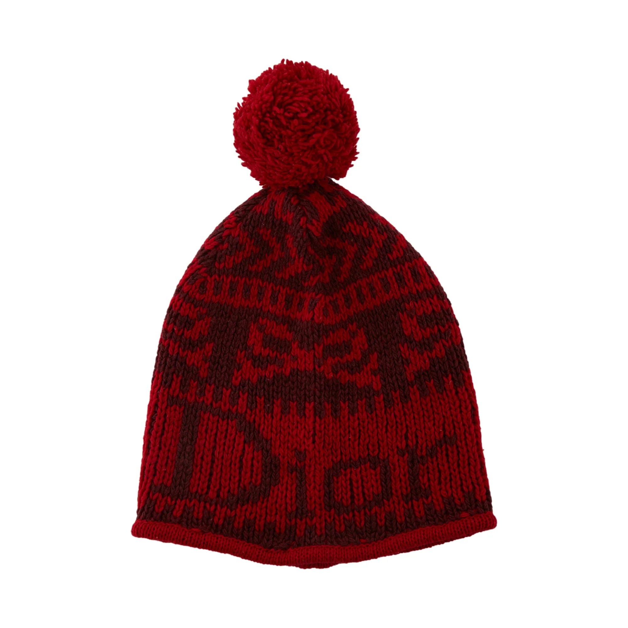 Dior Red Logo Pom-Pom Beanie