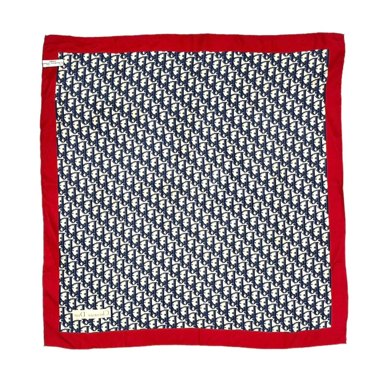 Dior Red Silk Logo Scarf - Image 2