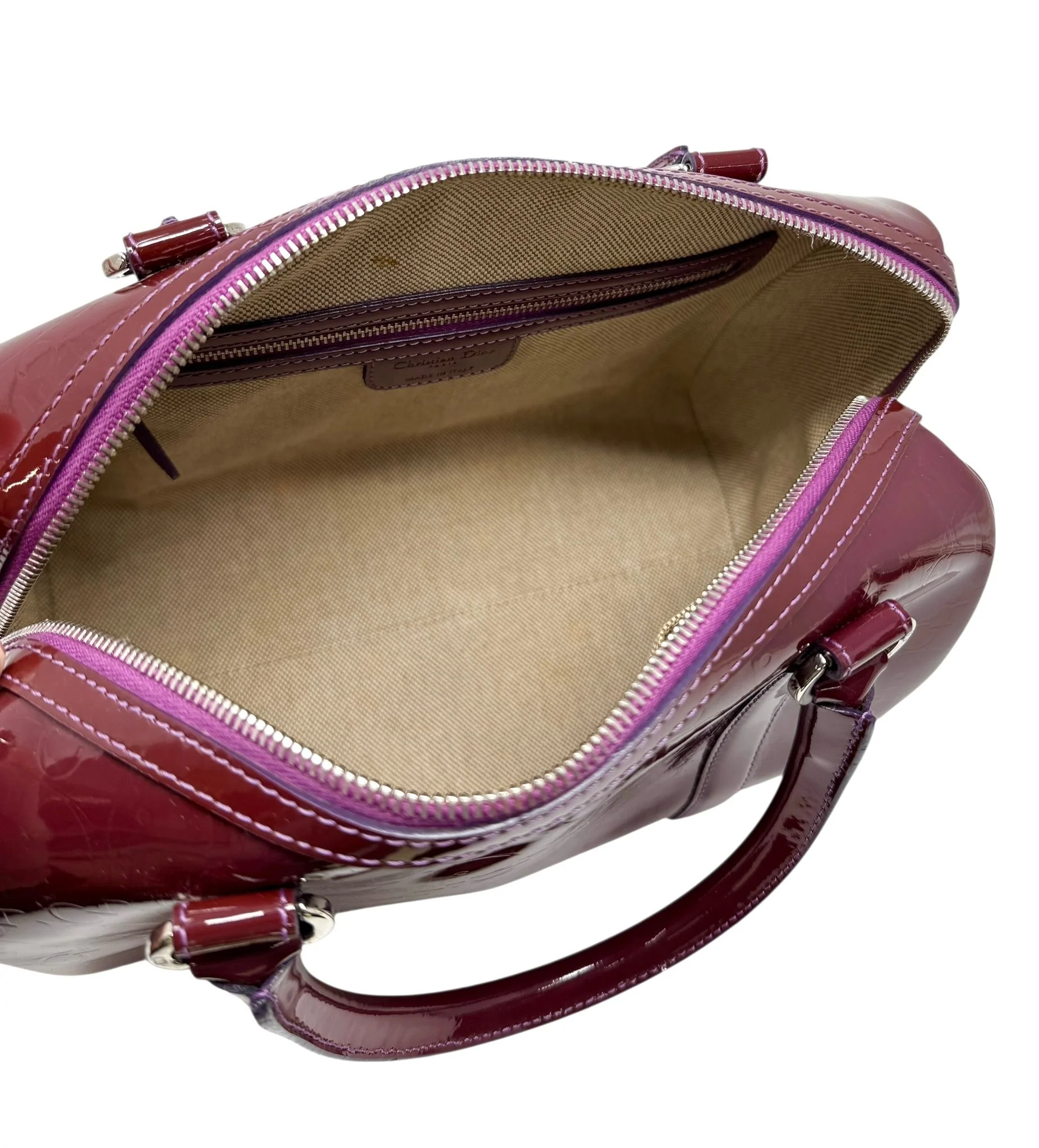 Dior Rose Patent Leather Boston Bag - Image 4