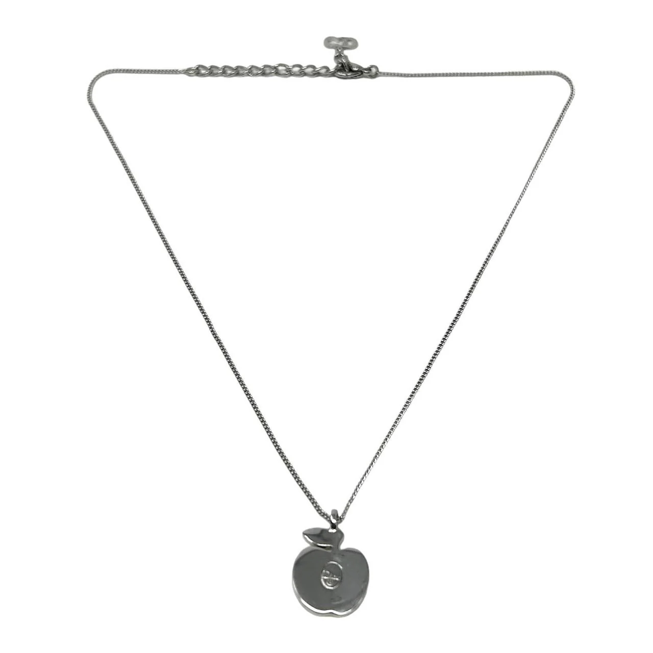 Dior Silver Apple Logo Necklace - Image 2