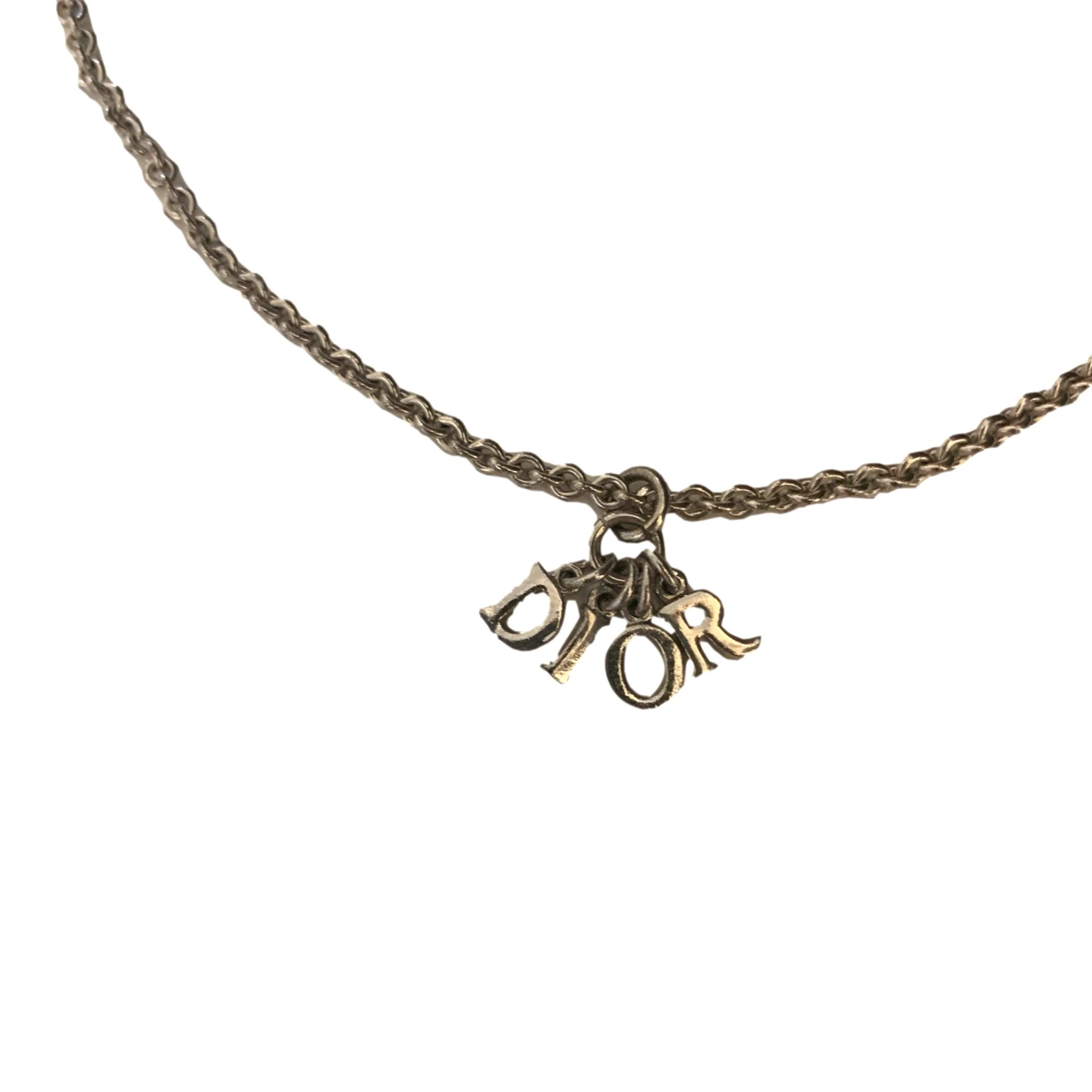 Dior Silver Charm Logo Chain Necklace - Image 2