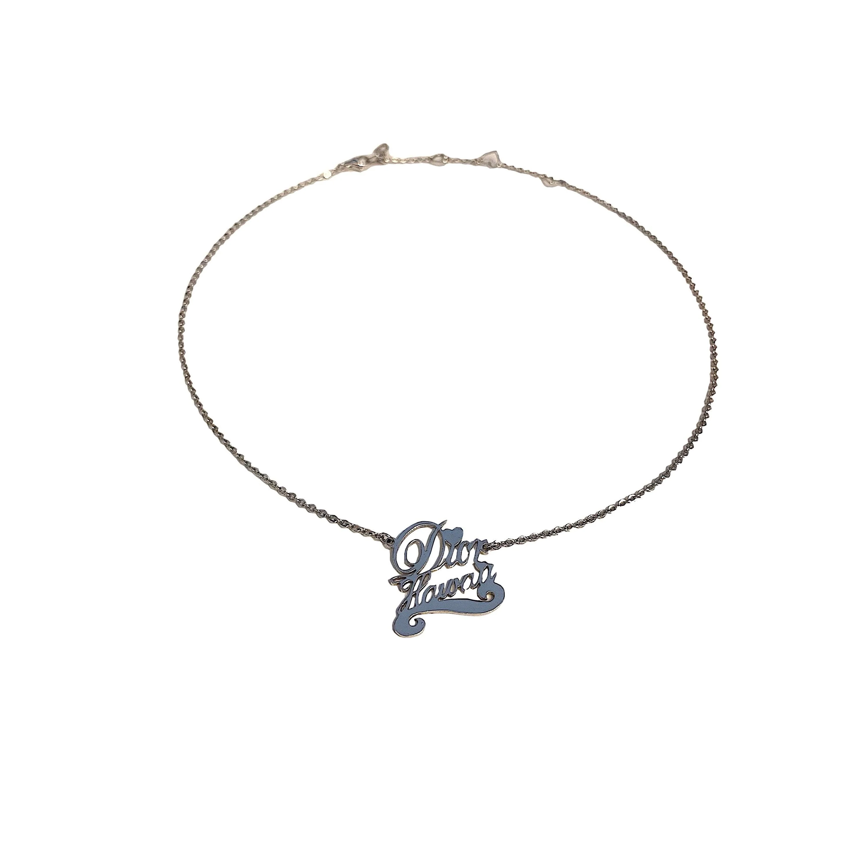 Dior Silver Hawaii Logo Chain Necklace