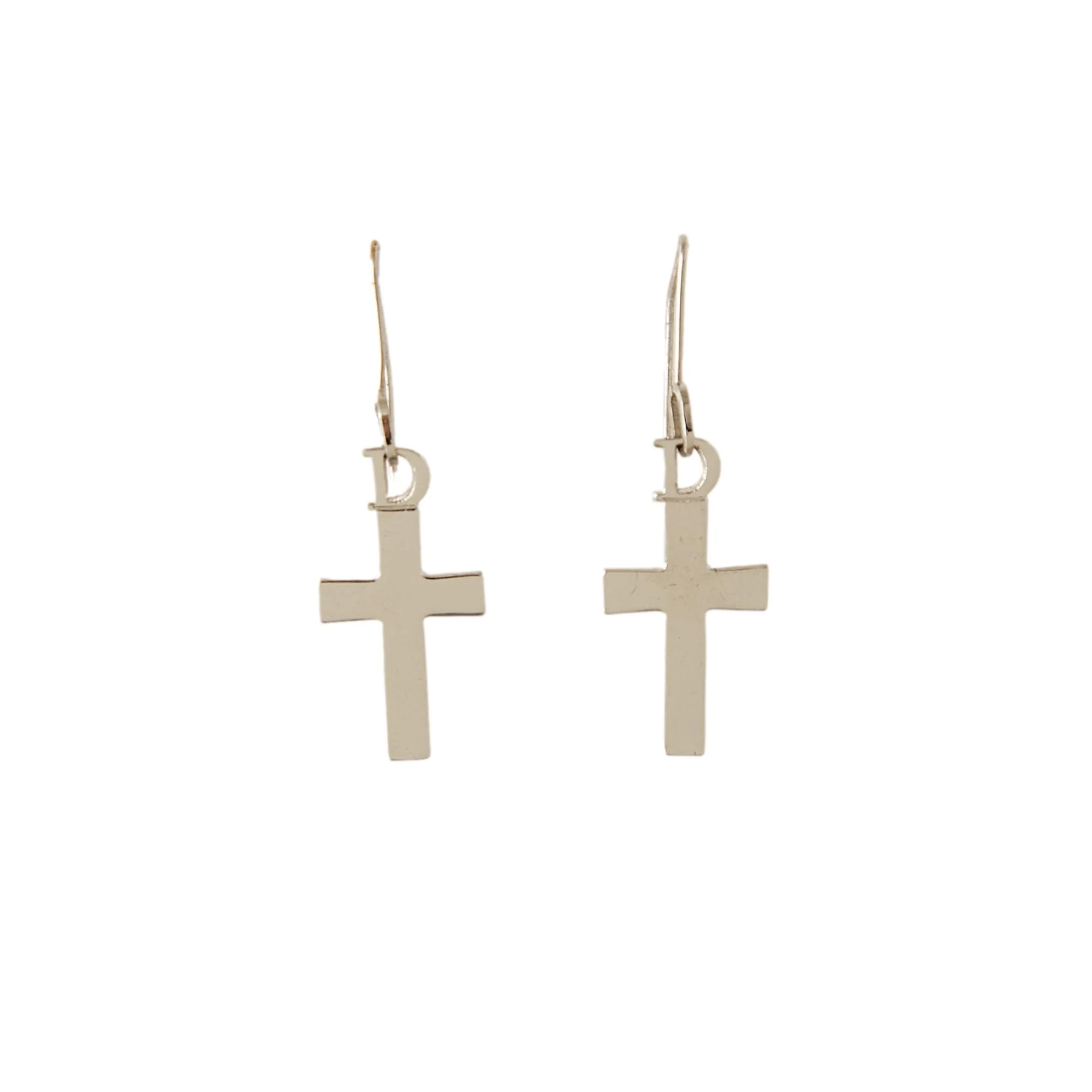 Dior Silver Logo Cross Earrings